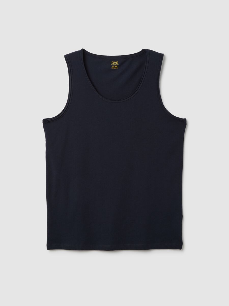 Men's blue pure cotton tank top regular fit_4