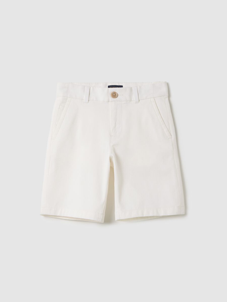 White shorts in stretch cotton_0
