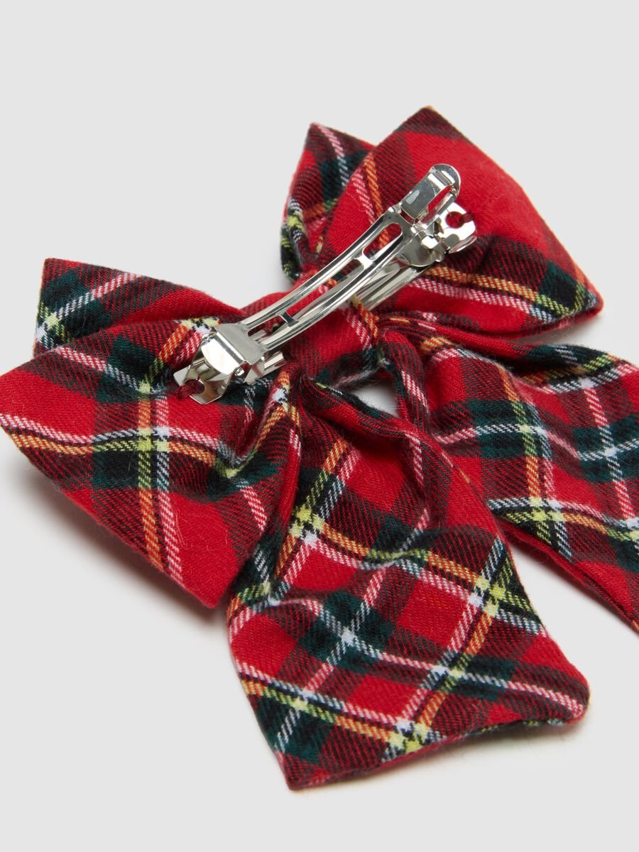 Girls' Multicolour Check Cotton Hair Bow_2