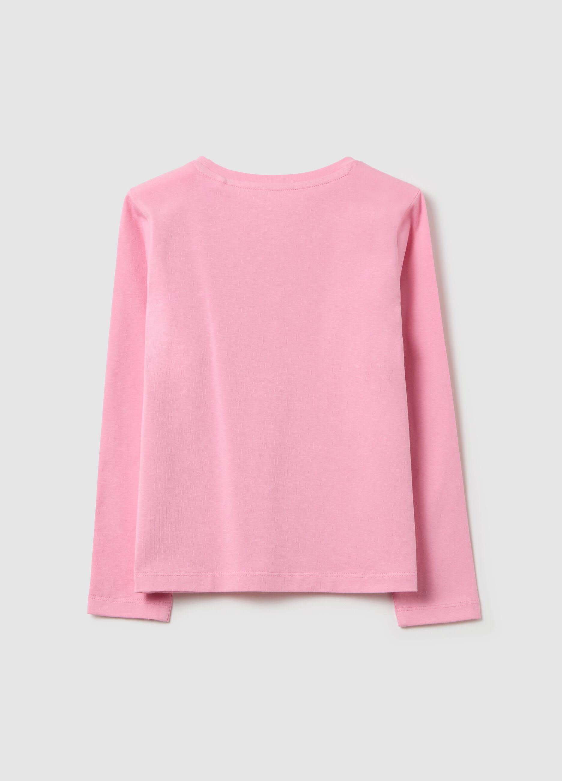 Long-sleeved T-shirt with diamanté flowers