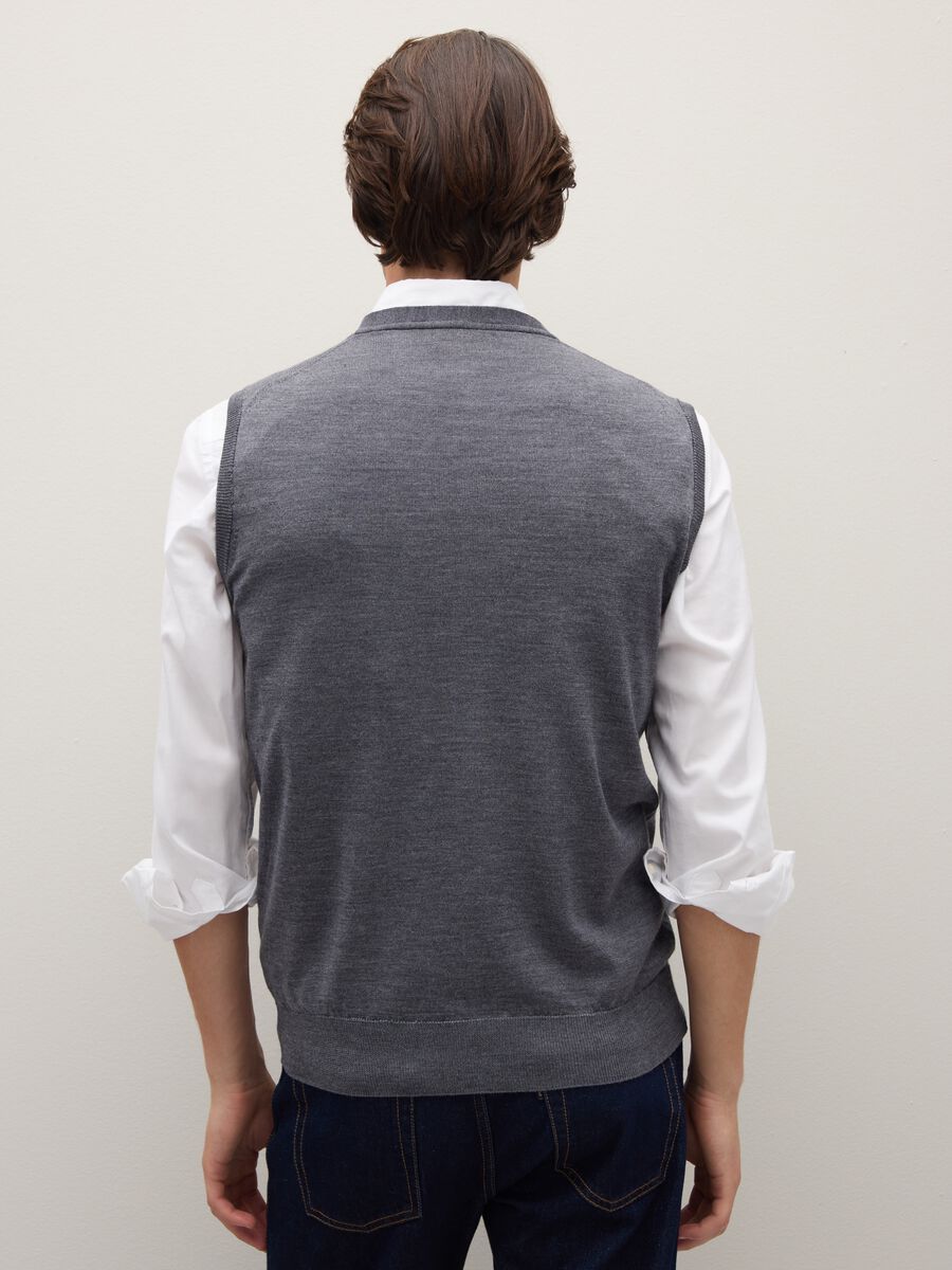 Grey merino wool regular fit waistcoat_2