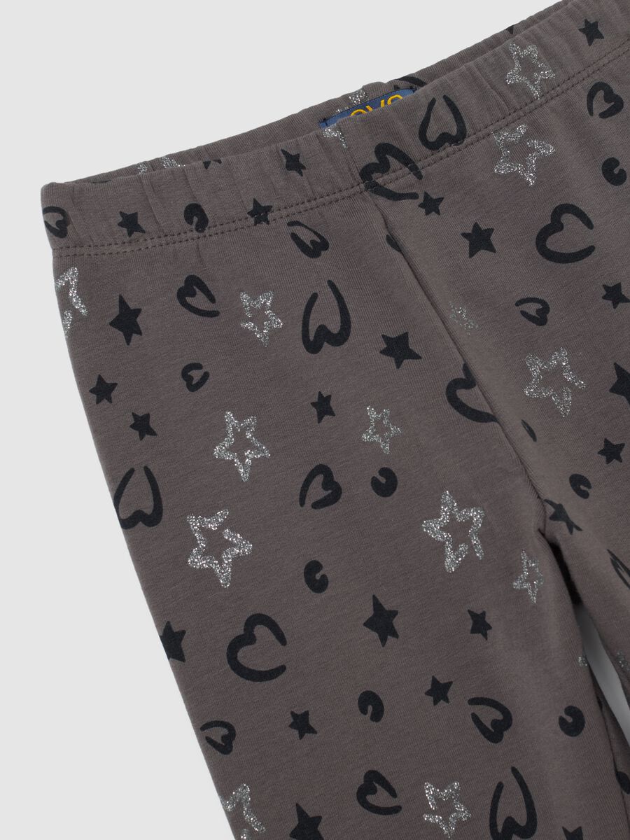 Leggings grigi da bambina in cotone elasticizzato vestibilità skinny_3