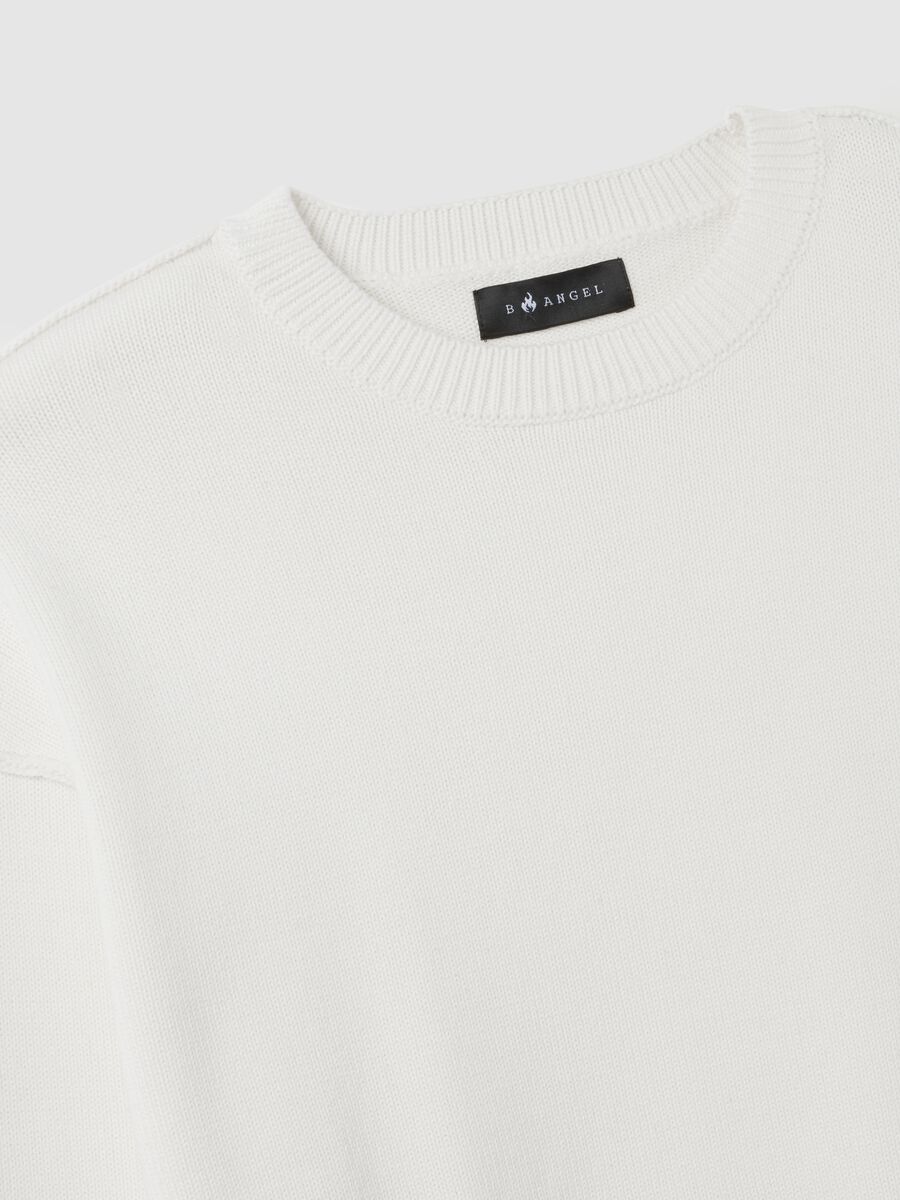 Maglione in puro cotone bianco regular fit_5