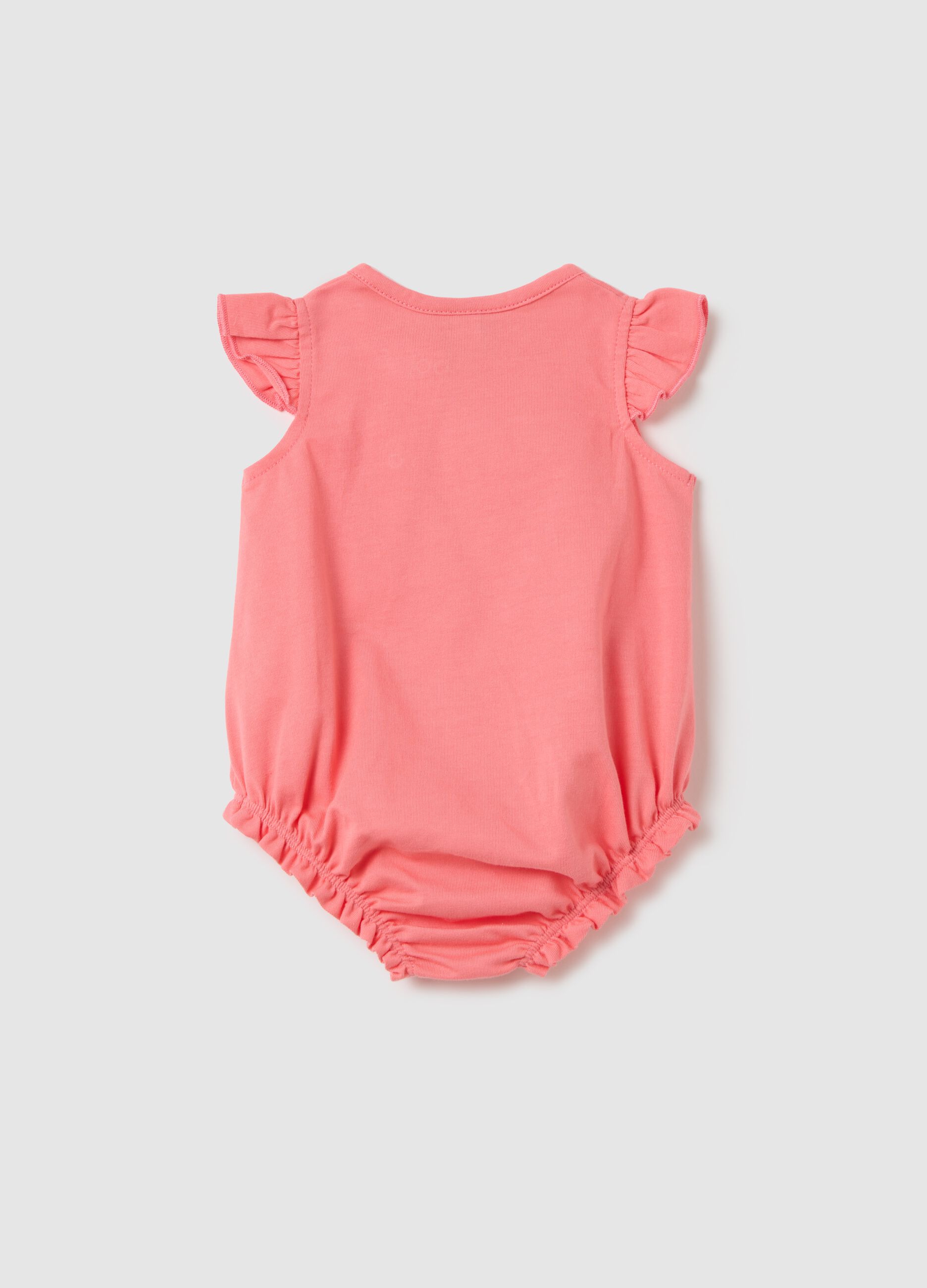 Tutina da neonata in puro cotone rosa con ricamo