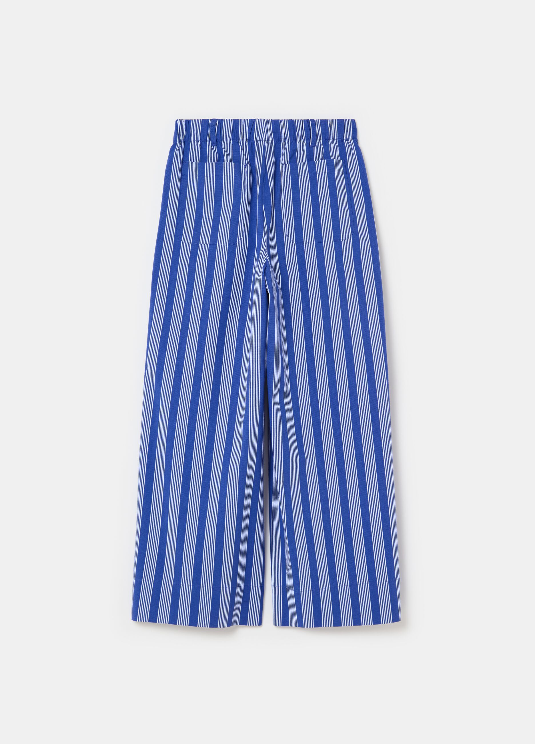 Wide-leg cropped trousers with slim stripes