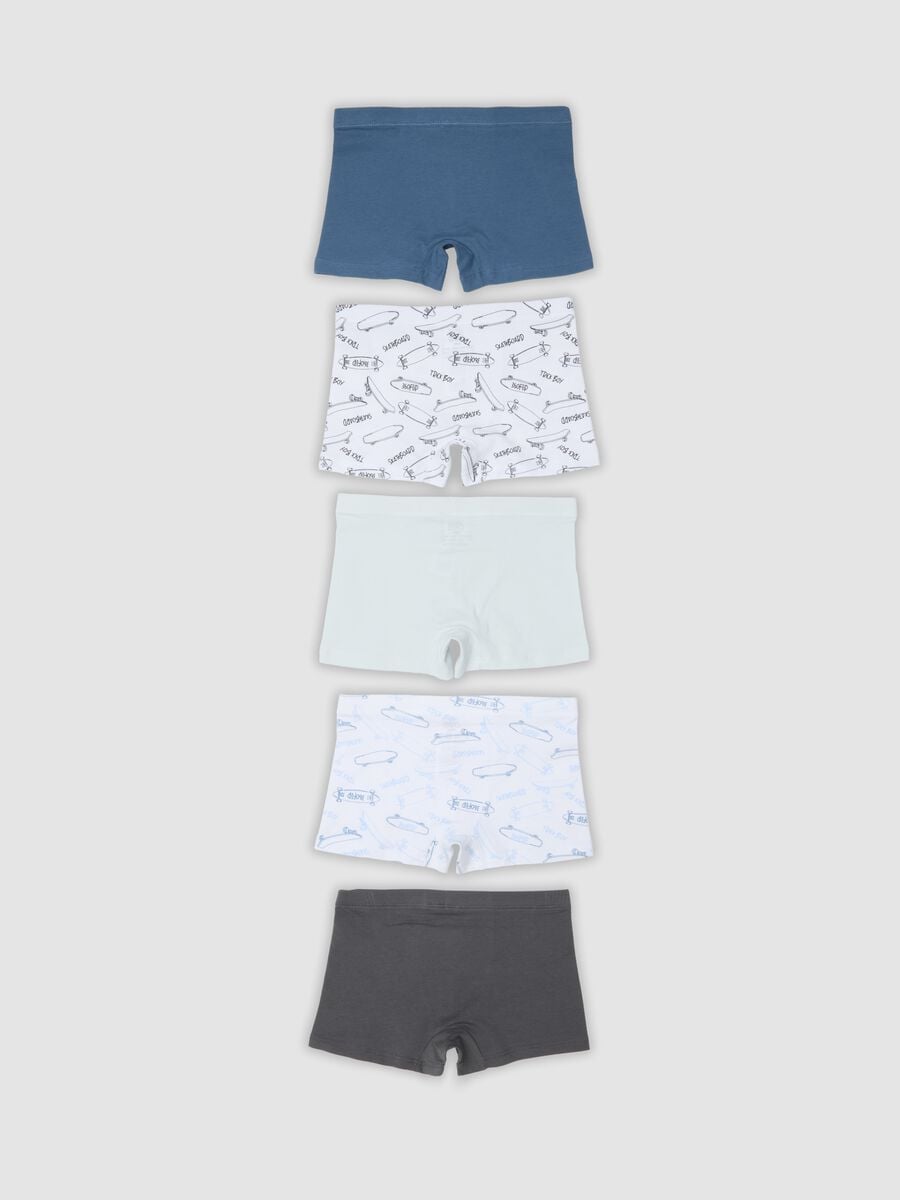 Multipack di cinque boxer midi multicolor in cotone organico elasticizzato_1