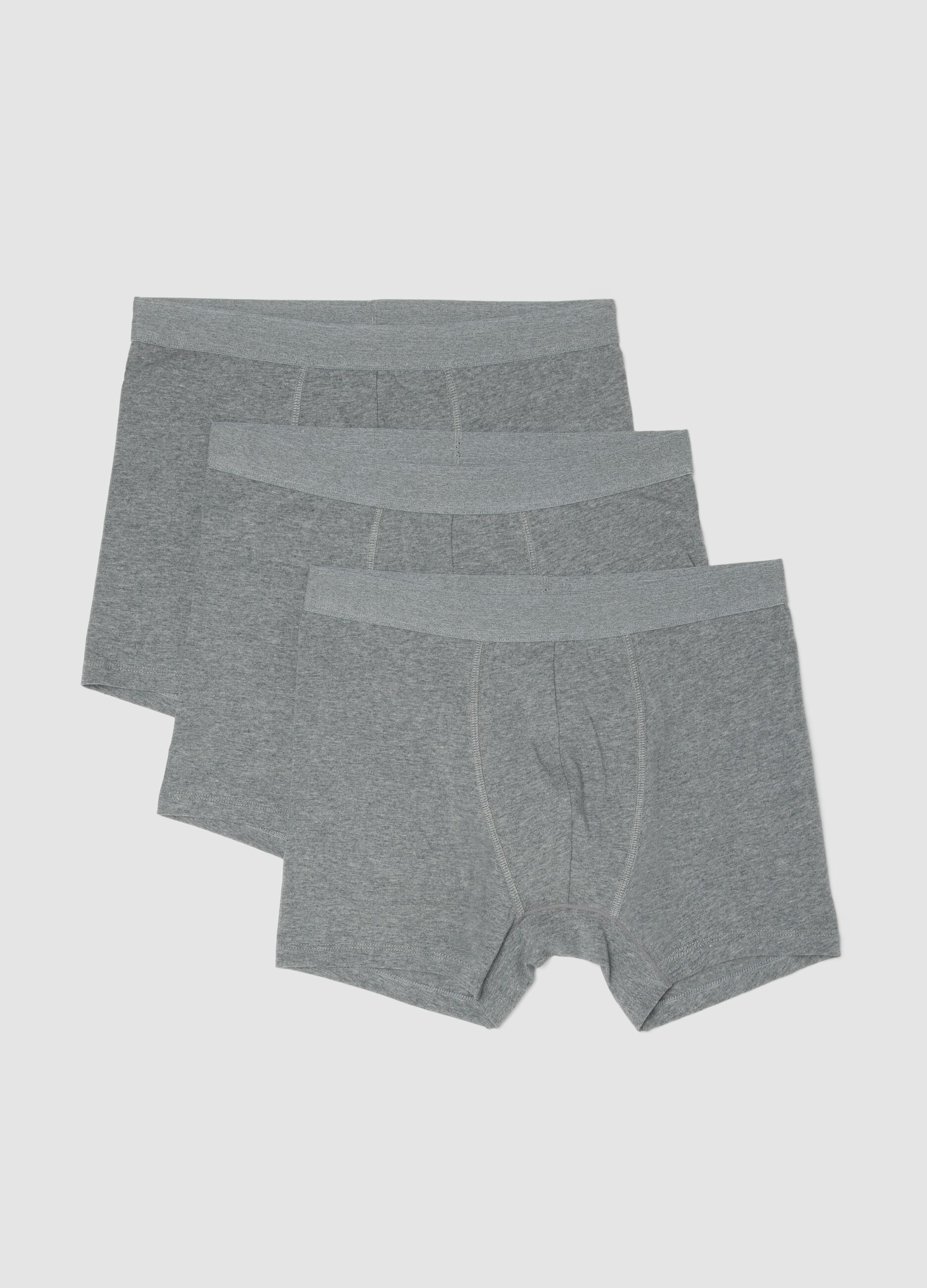 3-pack of grey organic cotton mid-length boxer briefs