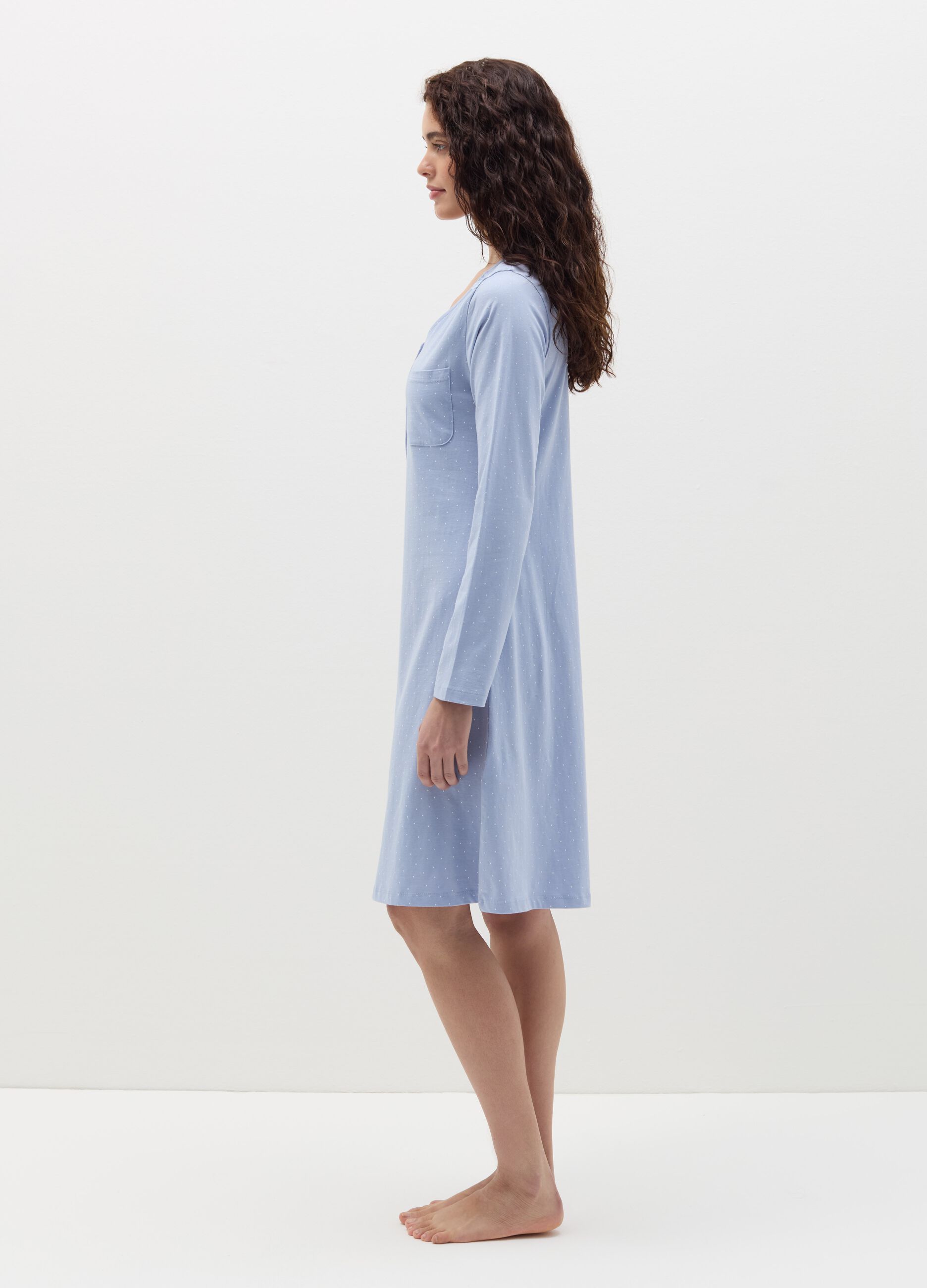 Micro dot nightshirt with buttons