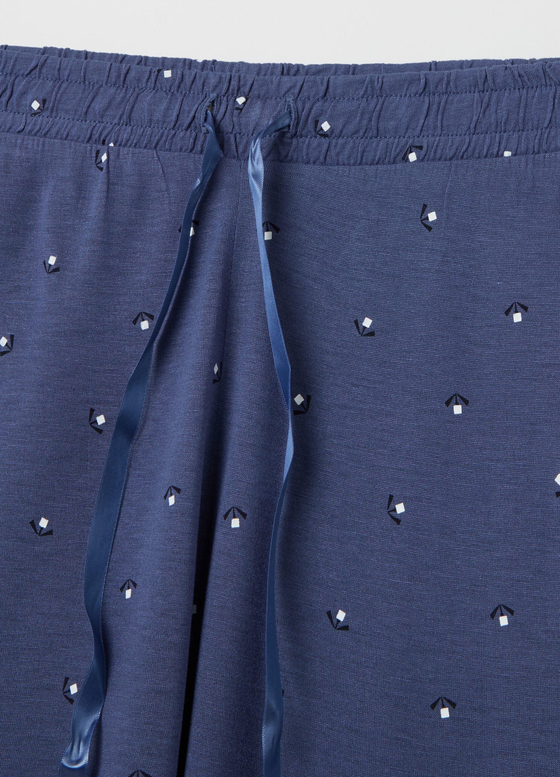 Pyjama bottoms with drawstring and floral print