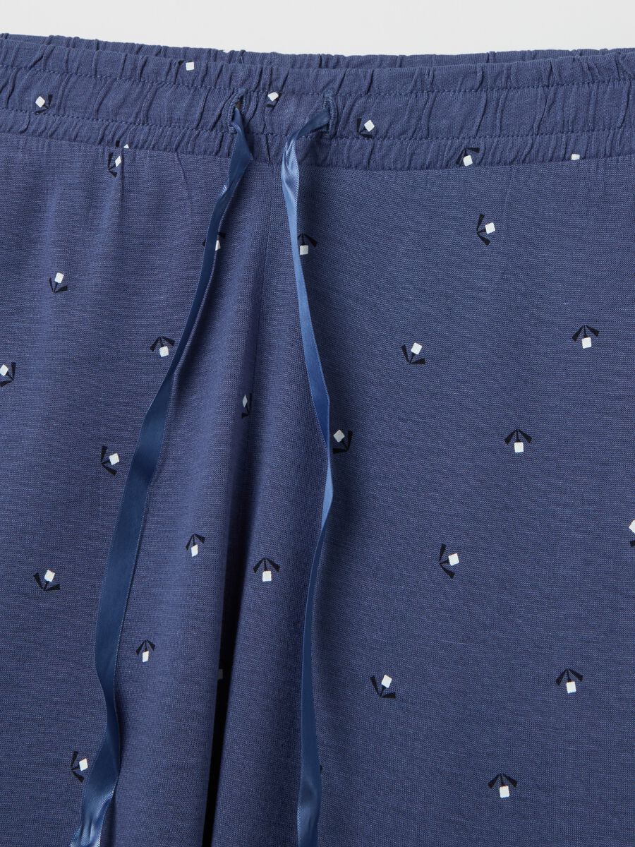 Pyjama bottoms with drawstring and floral print_5