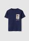 Boys' regular fit blue pure cotton T-shirt with palm print_0