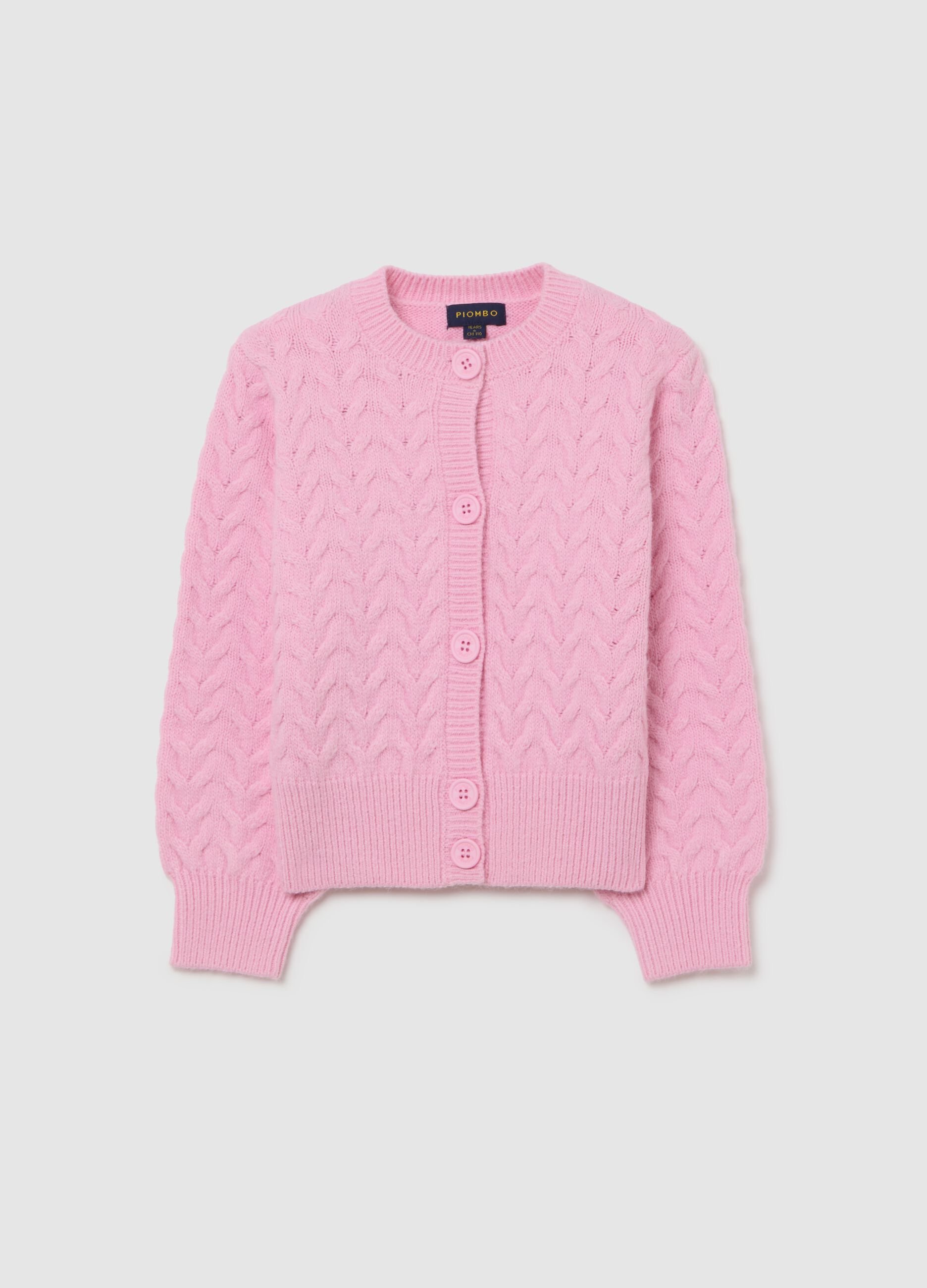 Girls' pink regular fit knitted cardigan
