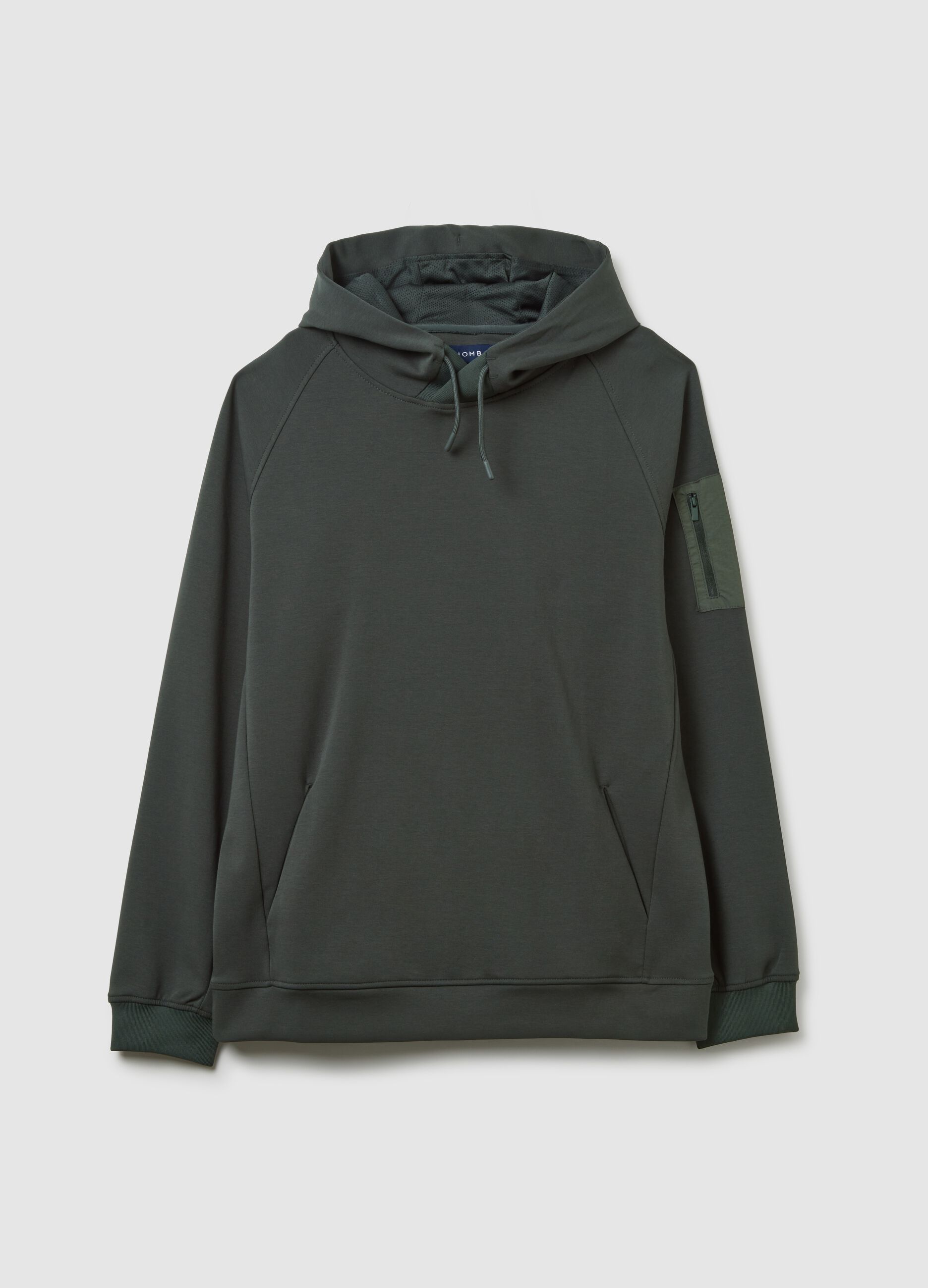 Felpa con cappuccio in cotone elasticizzato verde 