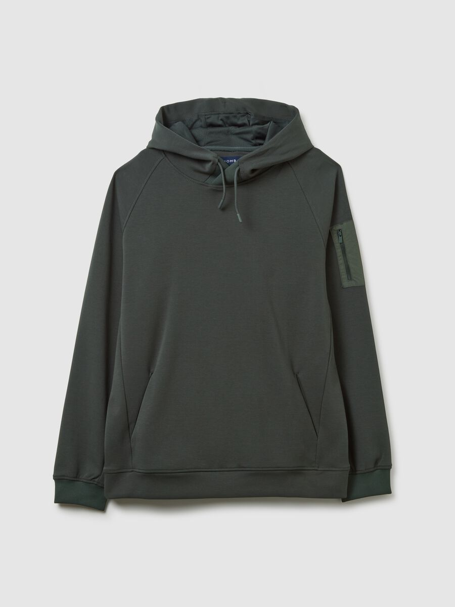 Felpa con cappuccio in cotone elasticizzato verde _0