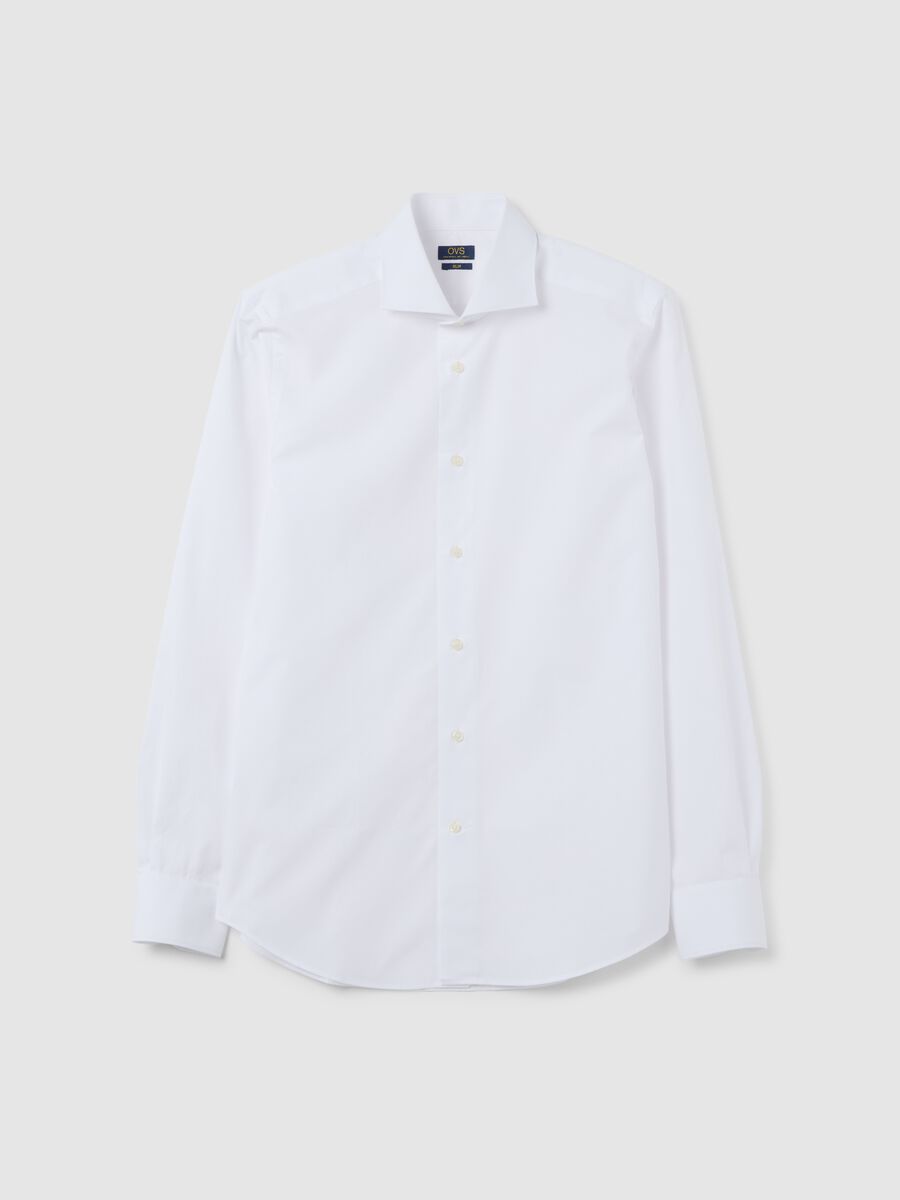Men's pure cotton white slim fit shirt_0