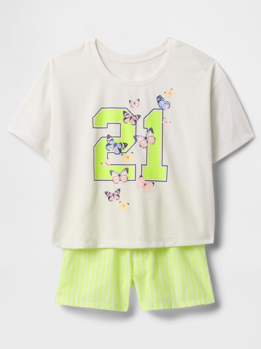 White short pyjama with number and butterfly print GAP Kids_0