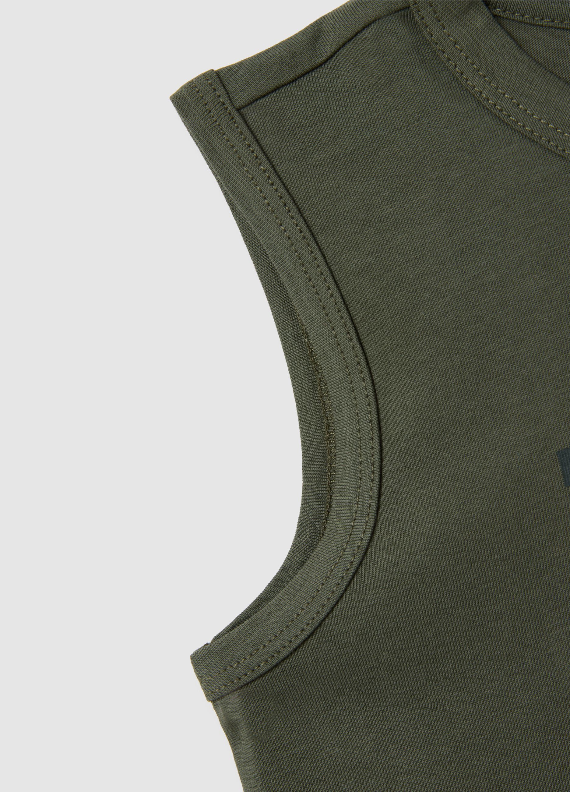 Canotta da bambino in puro cotone verde regular fit