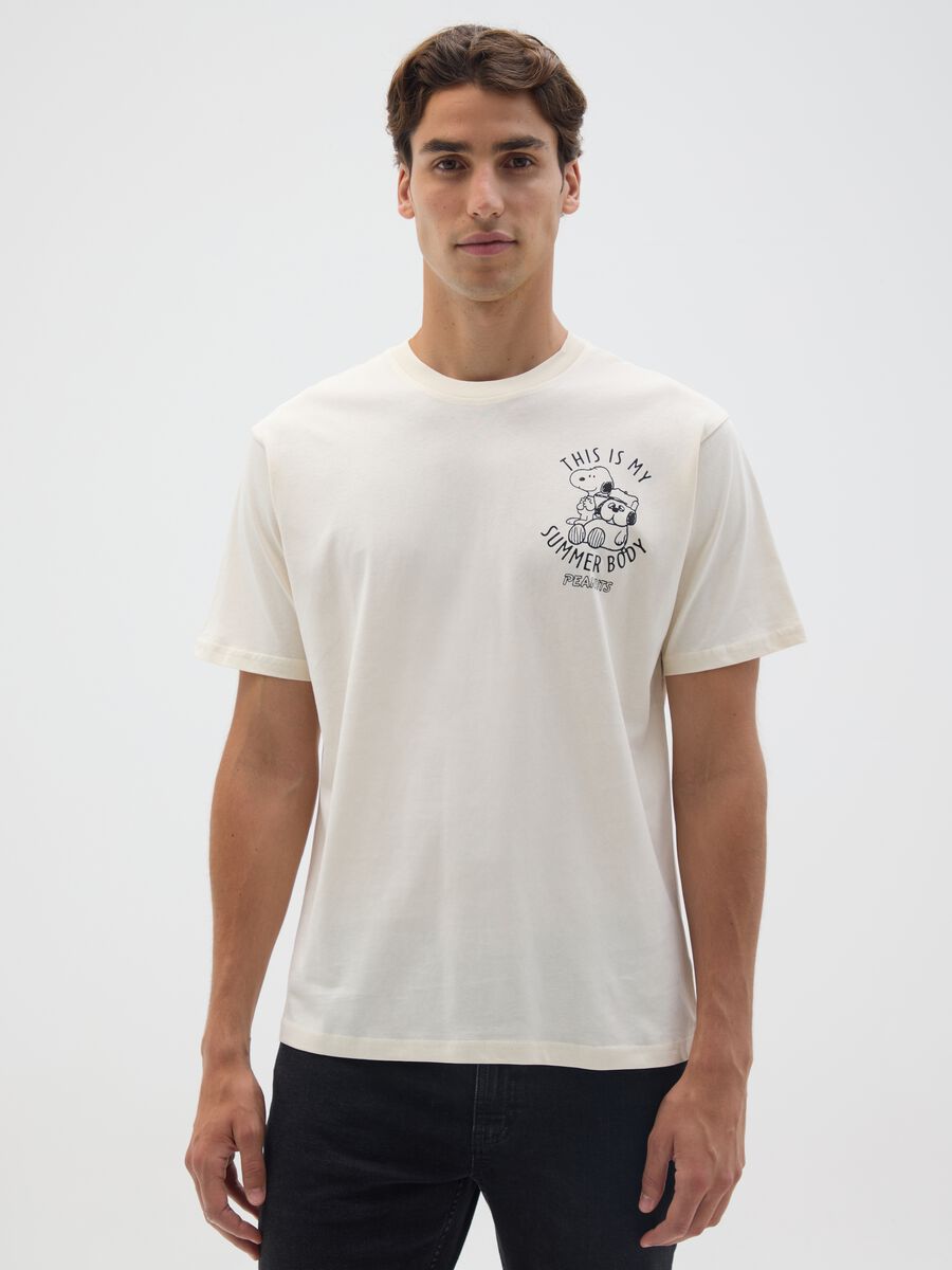 Beige pure cotton regular fit T-shirt_0