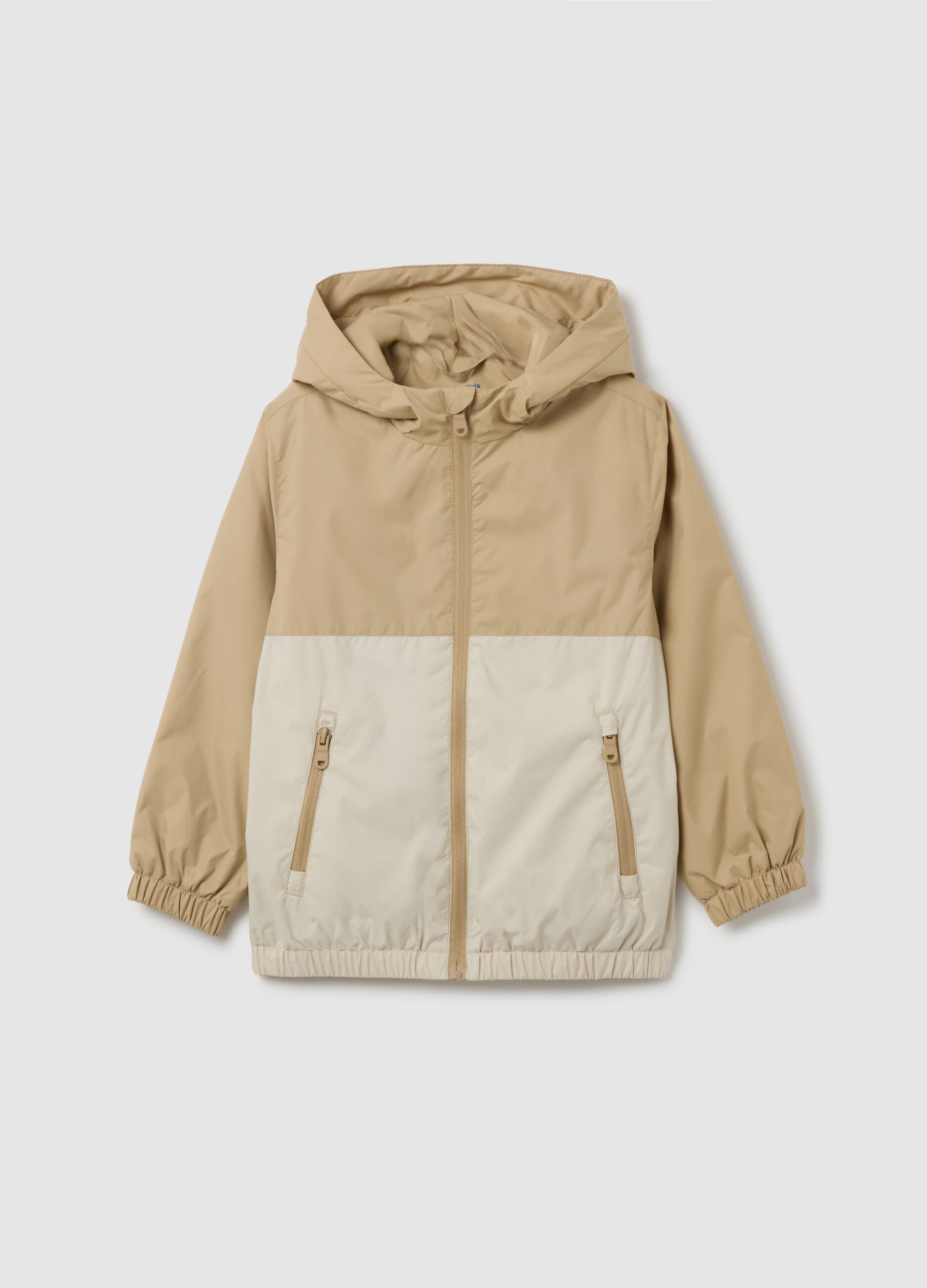 Kid's jacket in multicolour water-repellent fabric