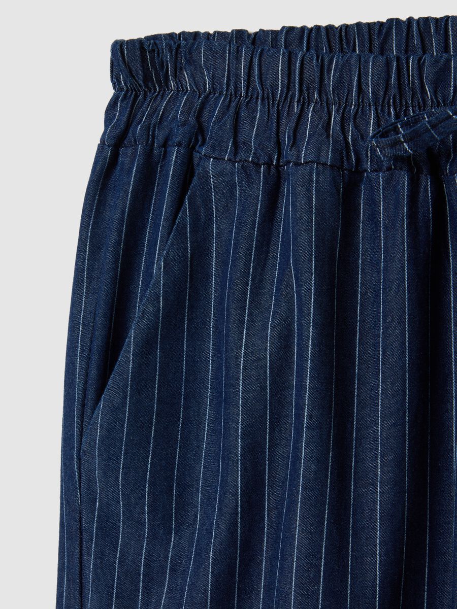 Women's pure cotton blue trousers with regular fit_5