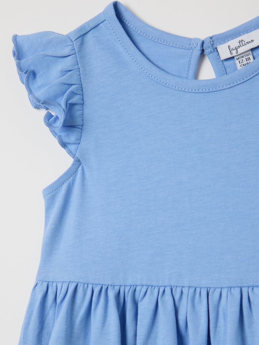 Blue Fagottino Summer Dress with Ruffled Sleeves_2