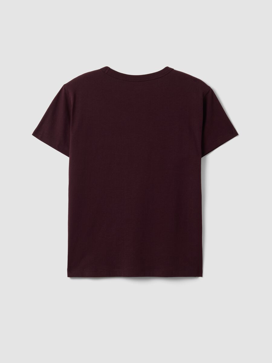 T-shirt rossa in puro cotone con scritta frontale regular fit_6