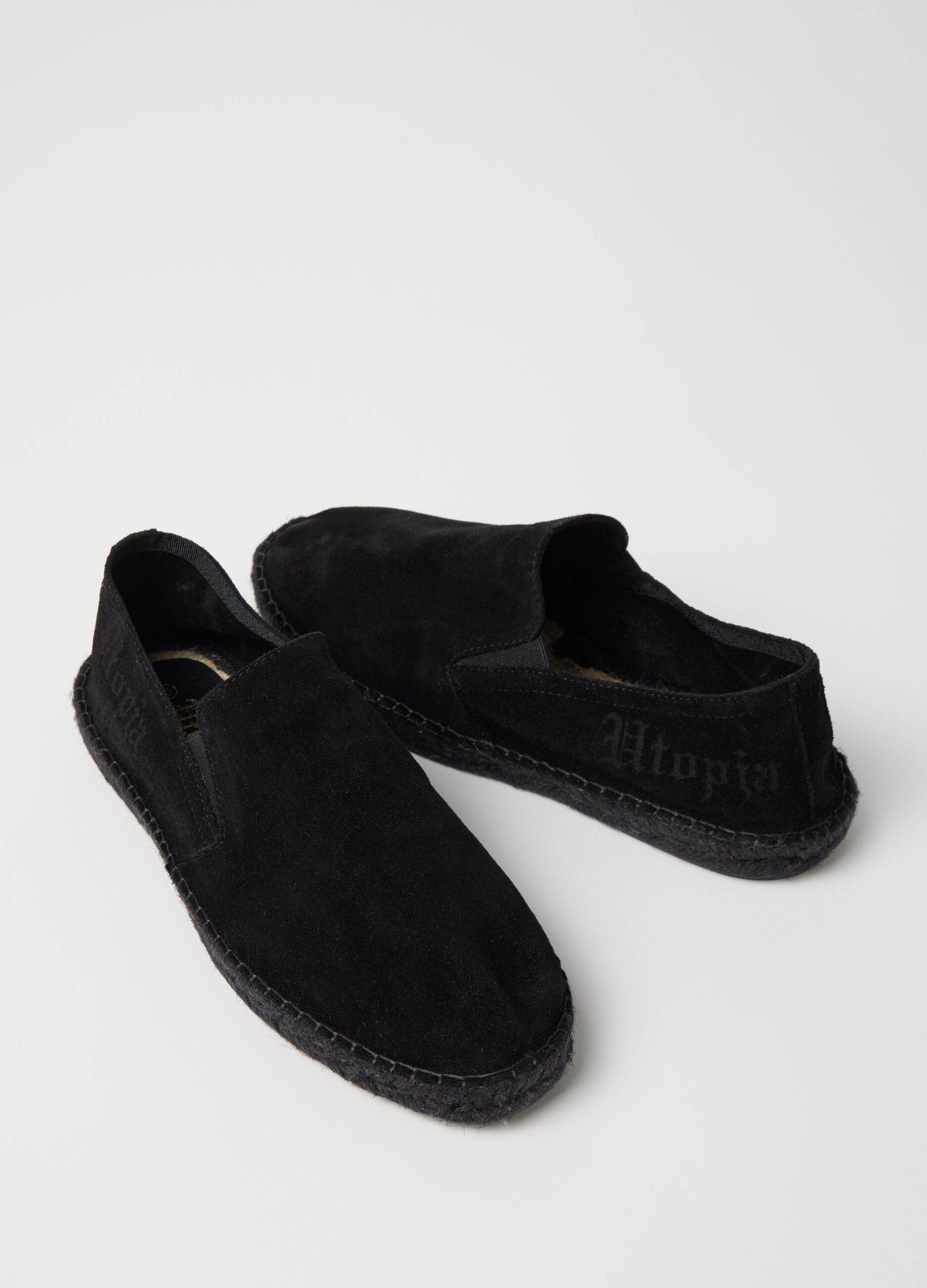 Real Suede Triple Black Espadrilles