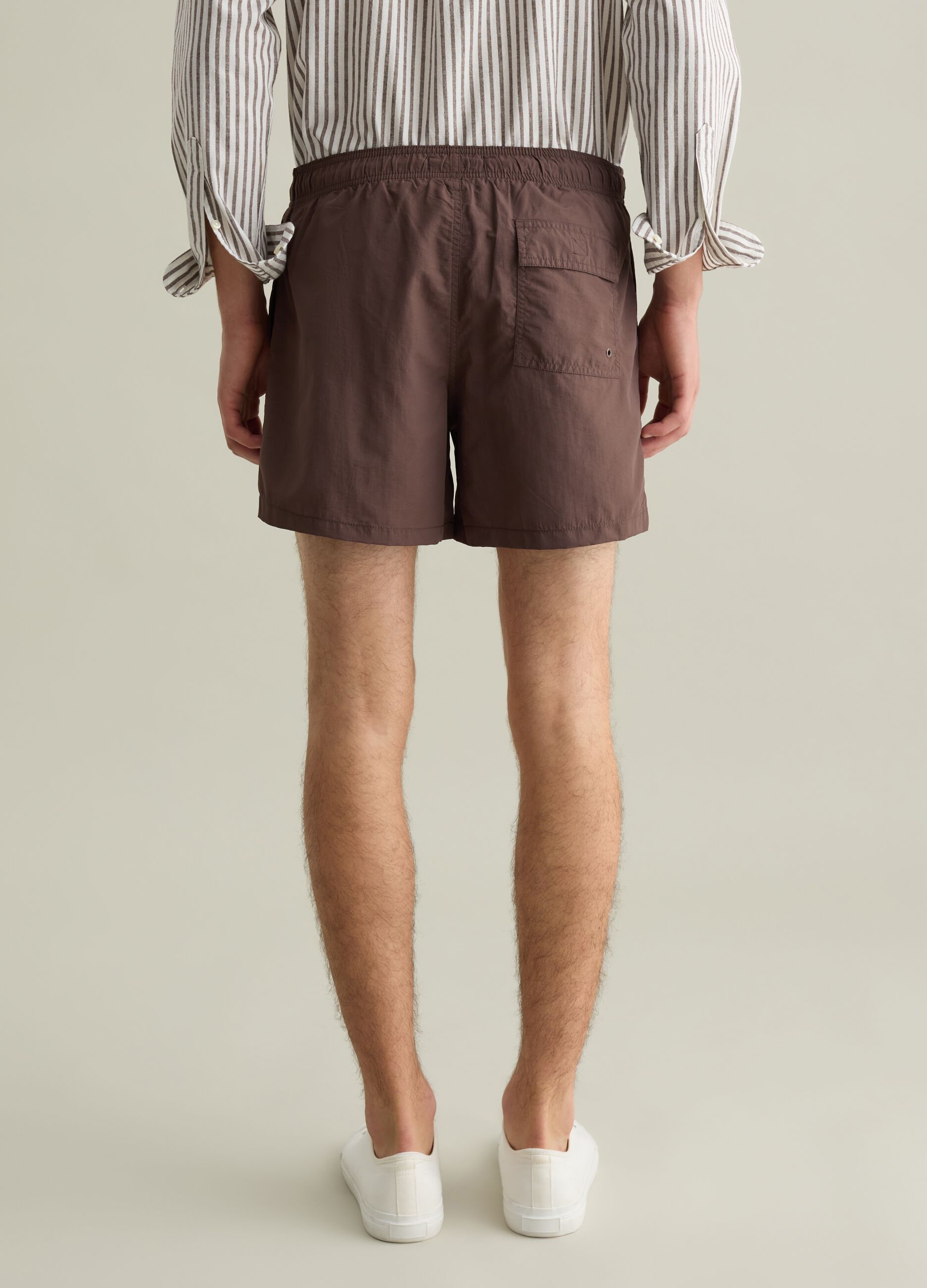 Boxer mare da uomo in misto marrone regular fit con vita elastica