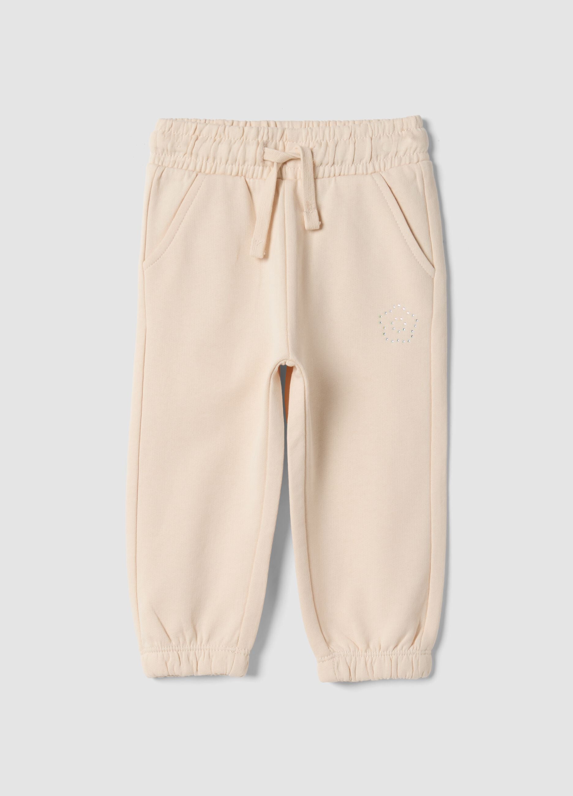 Pink cotton jogger trousers, regular fit