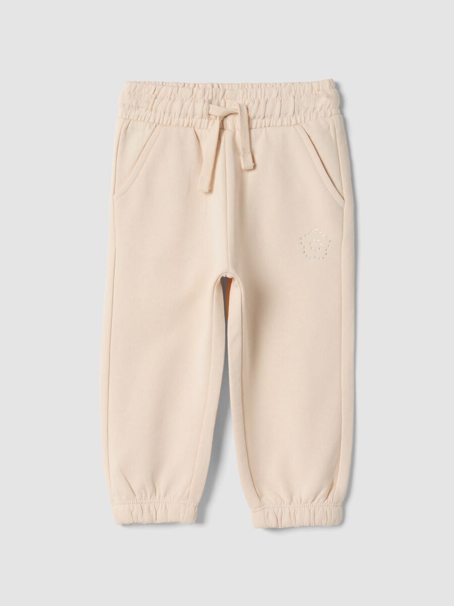 Pink cotton jogger trousers, regular fit_0
