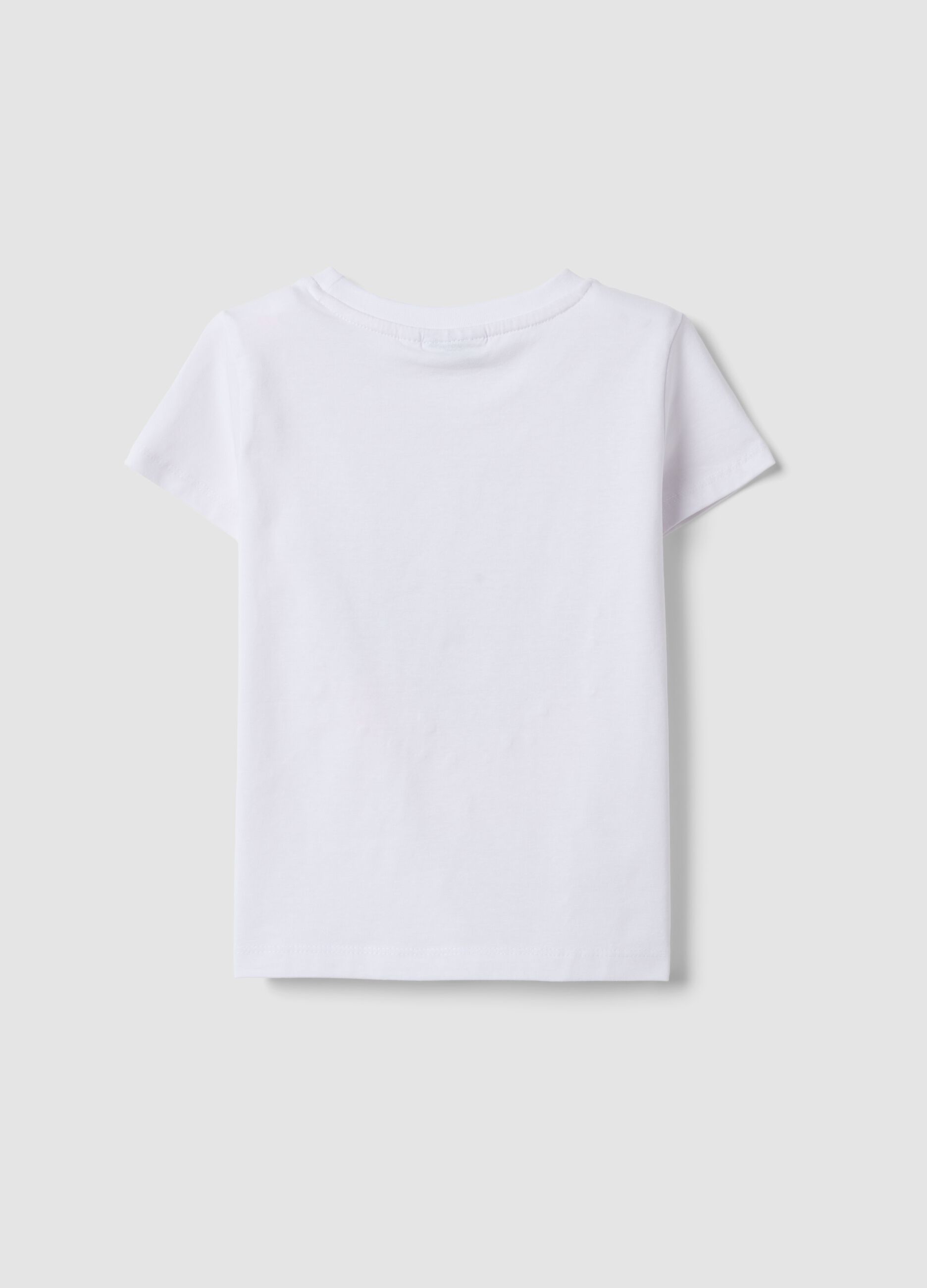 White stretch cotton short-sleeve T-shirt