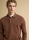 Brown long-sleeve regular-fit cotton and cashmere-blend polo shirt_0