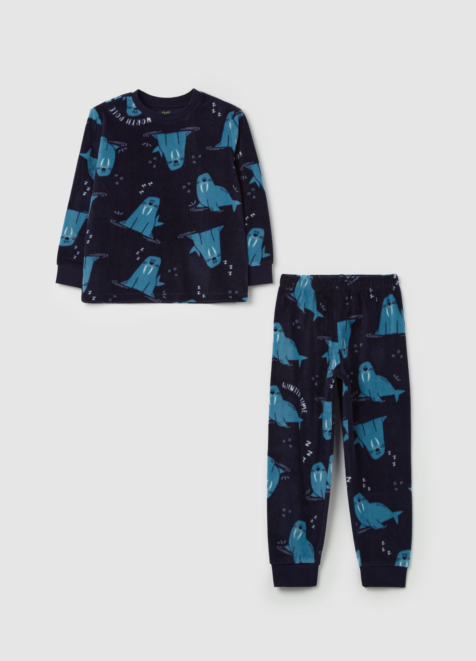 Fleece pyjamas with walruses print
