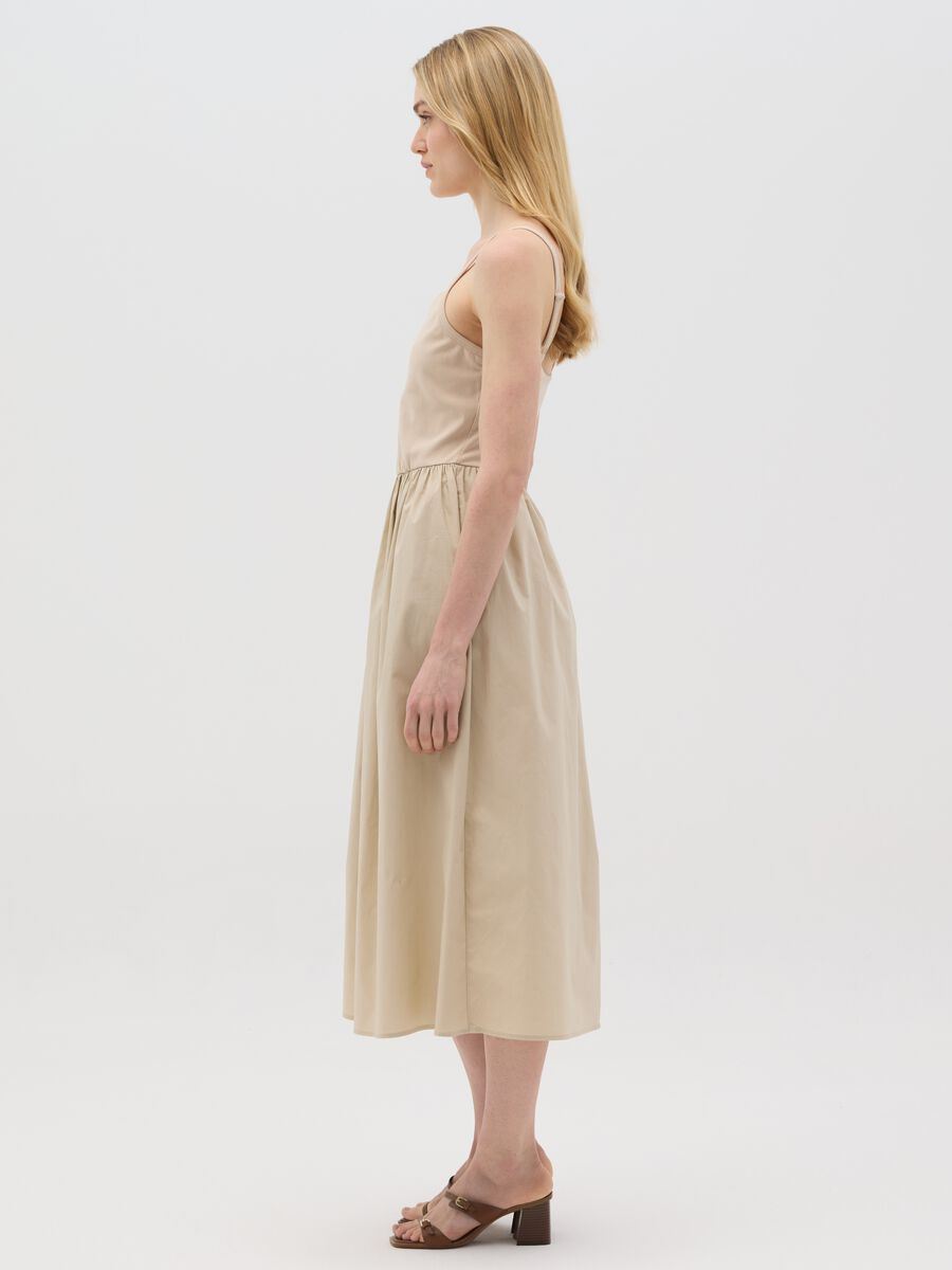 Stretch Cotton Beige Long Dress_1