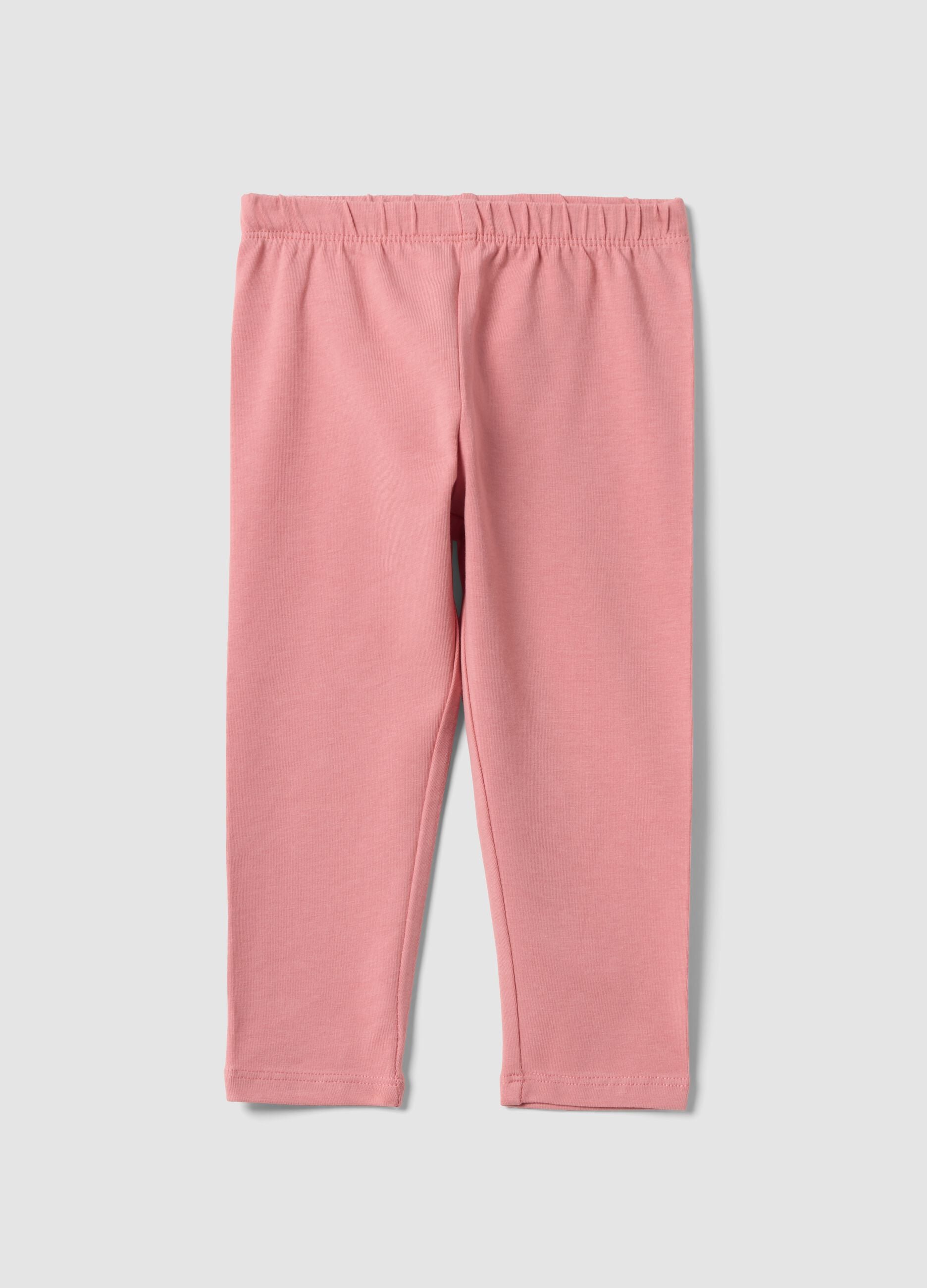 Leggings rosa in cotone organico elasticizzato slim fit per bimba