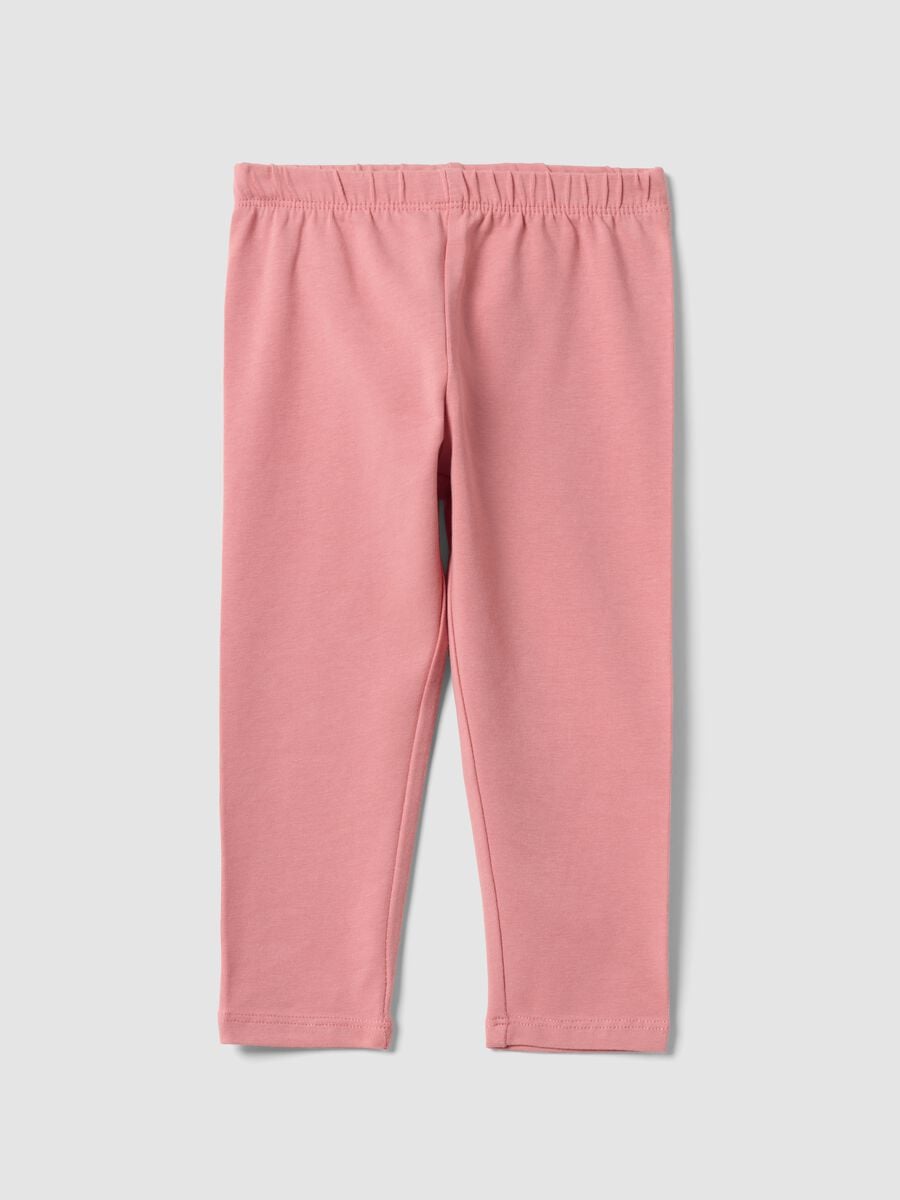 Leggings rosa in cotone organico elasticizzato slim fit per bimba_0