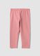 Leggings rosa in cotone organico elasticizzato slim fit per bimba_0