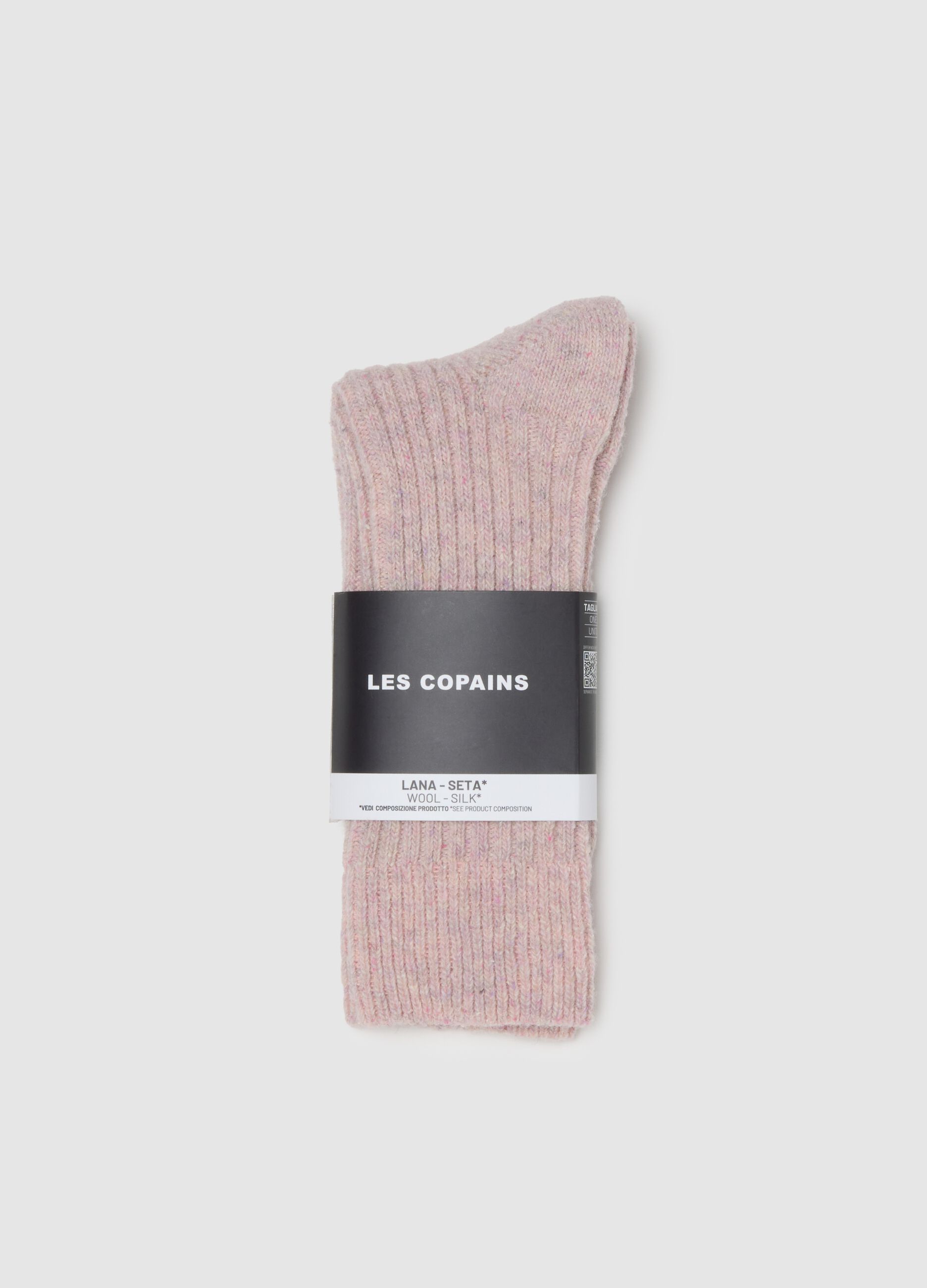 Lilac long socks in wool and silk blend