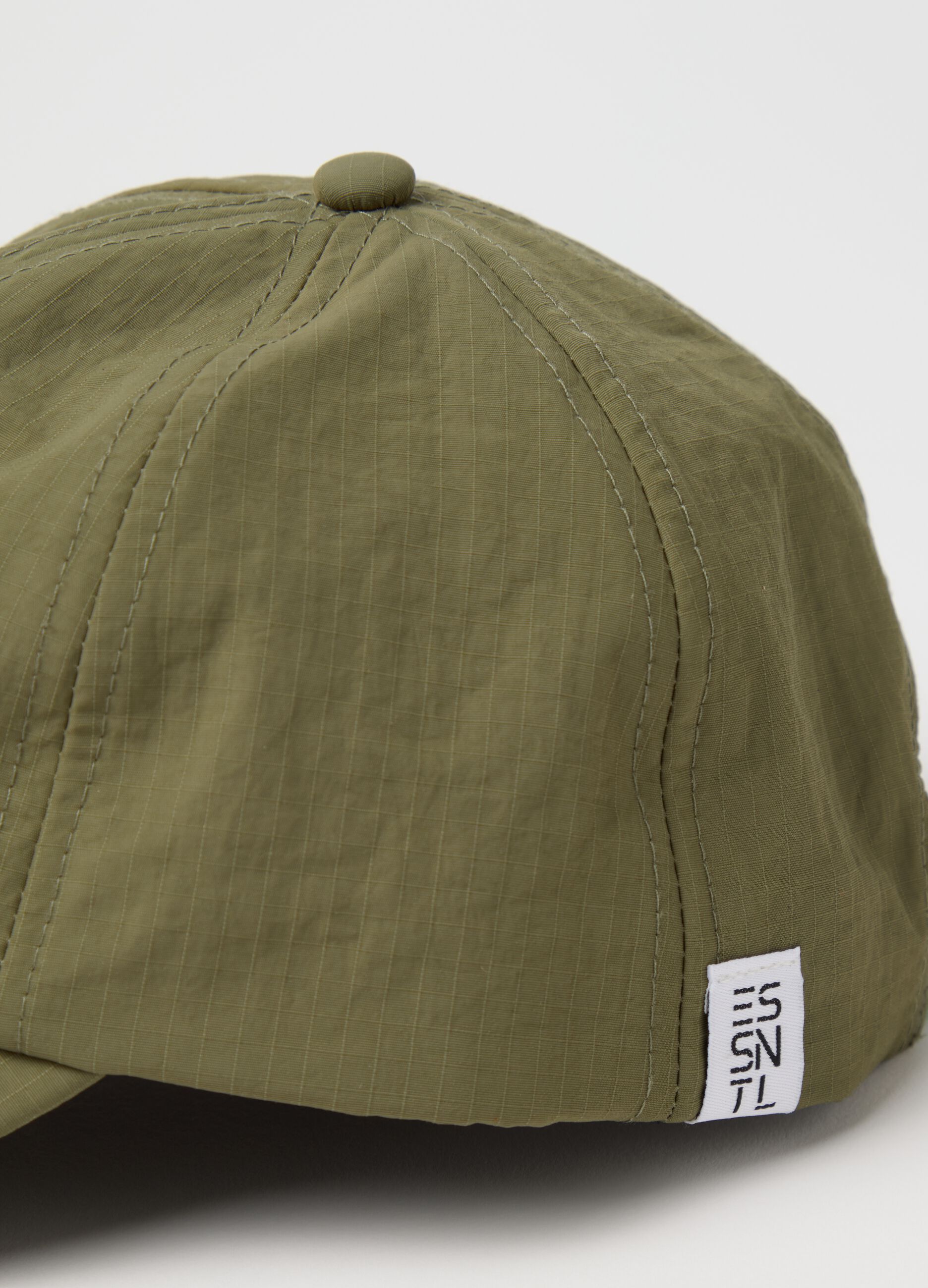 Berretto da baseball verde Essential con trama ripstop