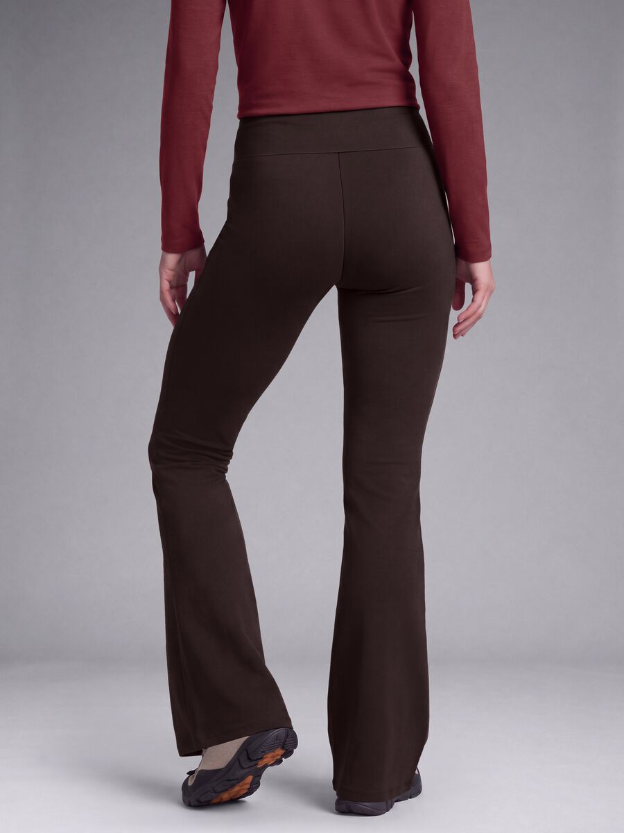 Pantaloni marroni flare in tessuto elasticizzato ALTAVIA STUDIO_3