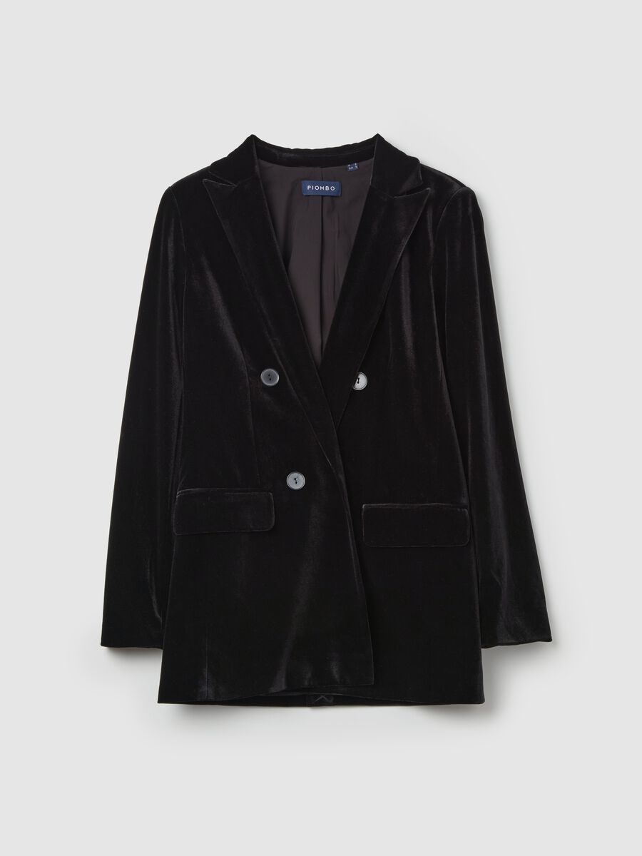 Double-breasted blazer in velvet_4