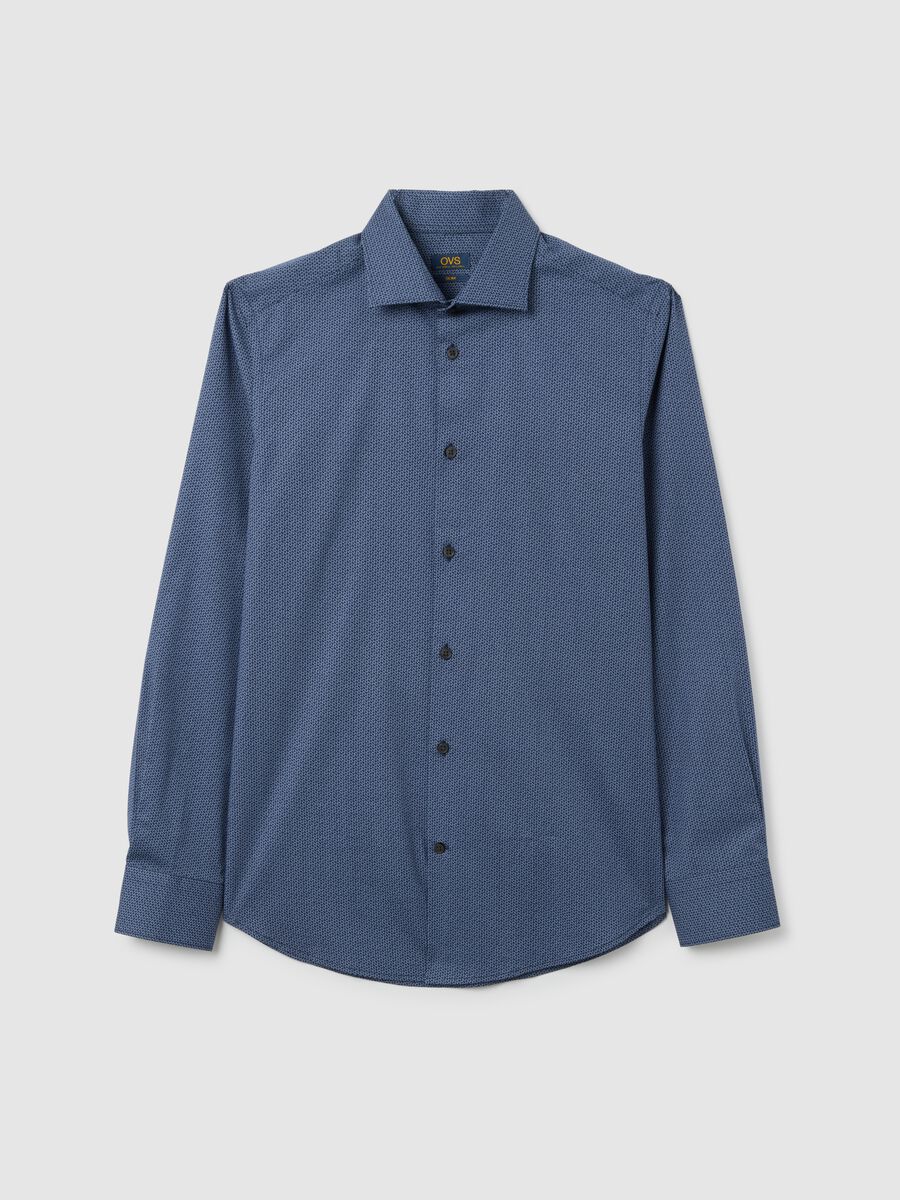 Men's Blue Slim Fit Cotton Shirt_4
