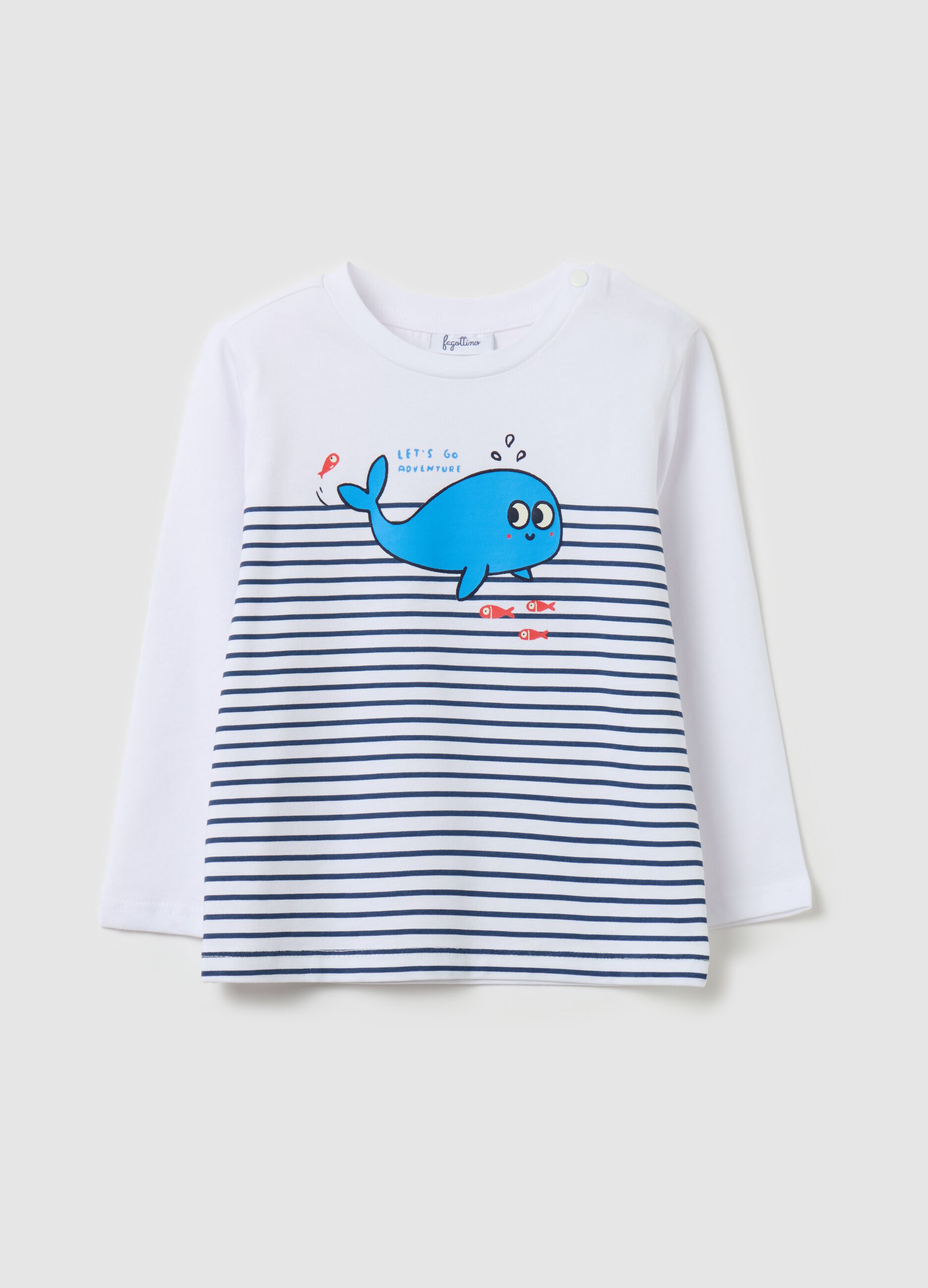 Cotton T-shirt with print and long sleeves