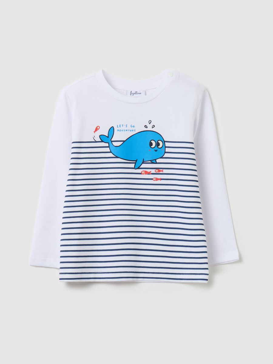 Cotton T-shirt with print and long sleeves_0