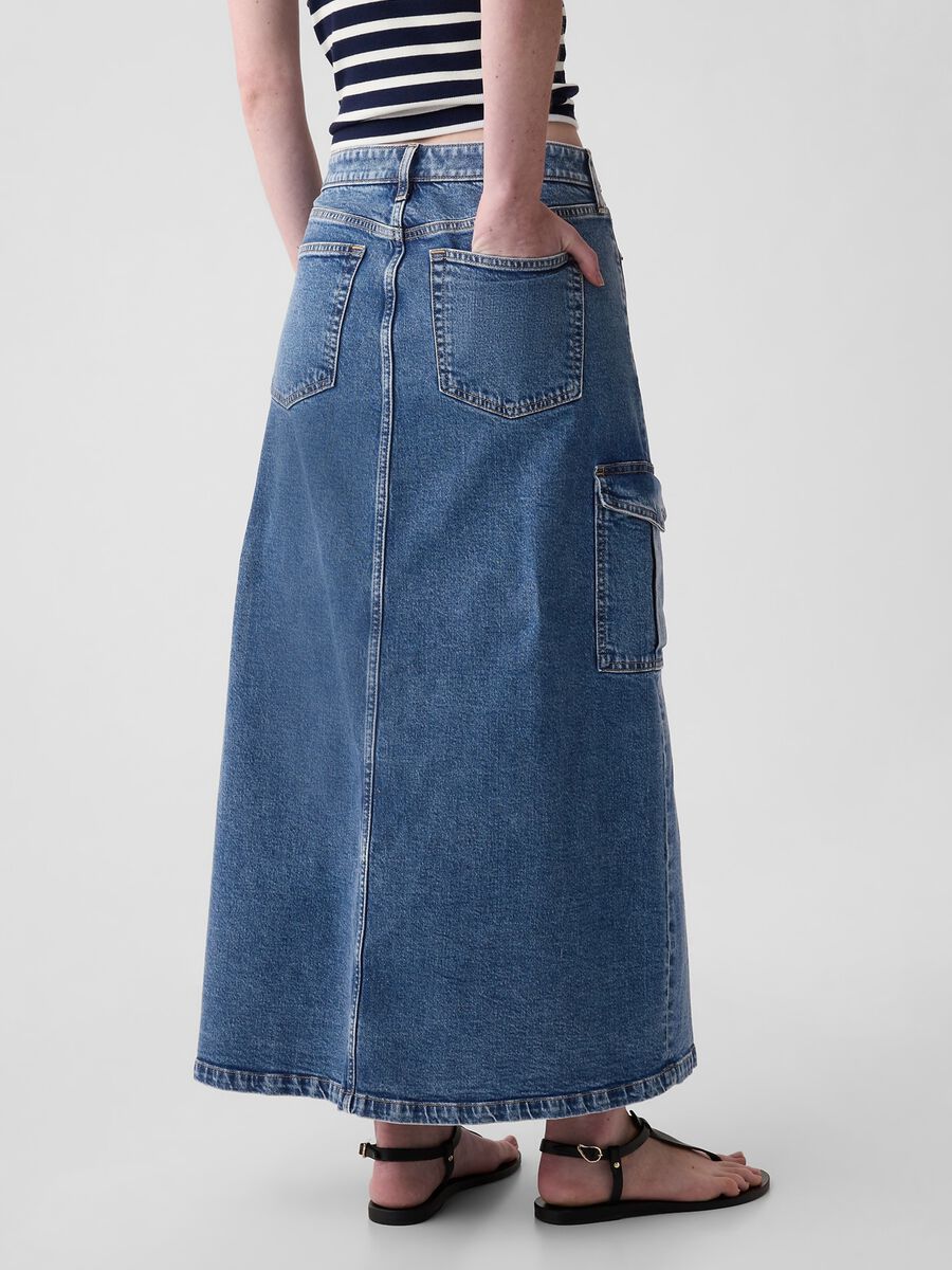 Long cargo skirt in denim_2
