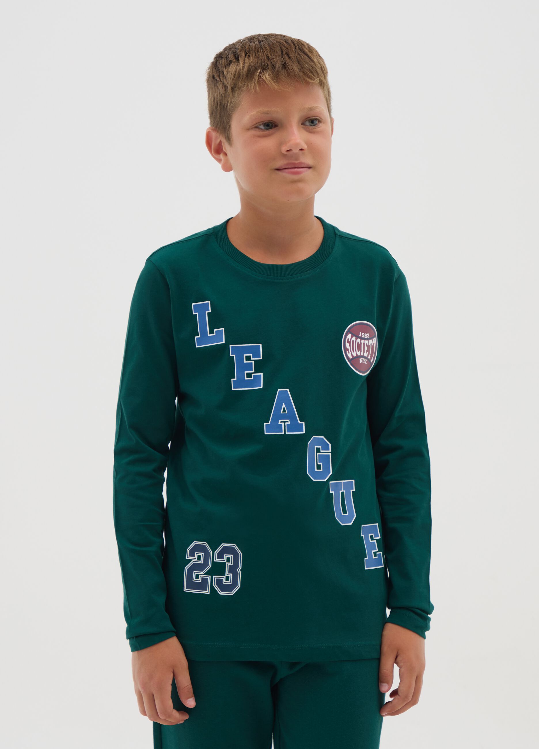 Boys' pure cotton green regular fit jumper