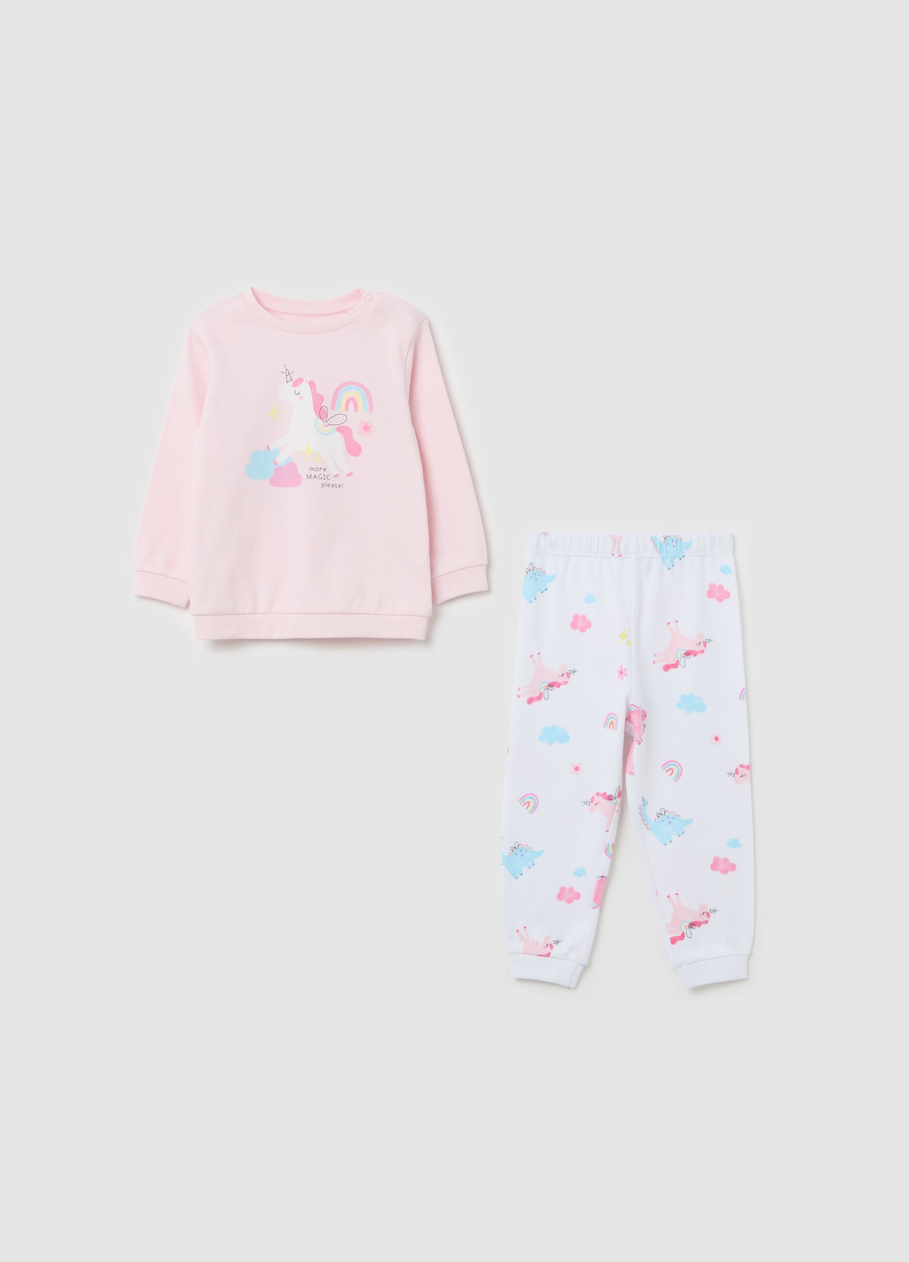 Cotton pyjamas with unicorns print