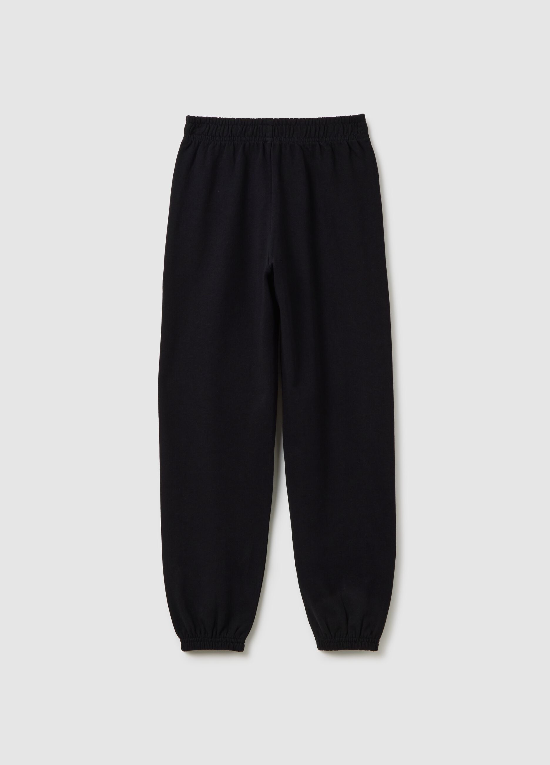 Girls' Black Pure Cotton Jogger Trousers
