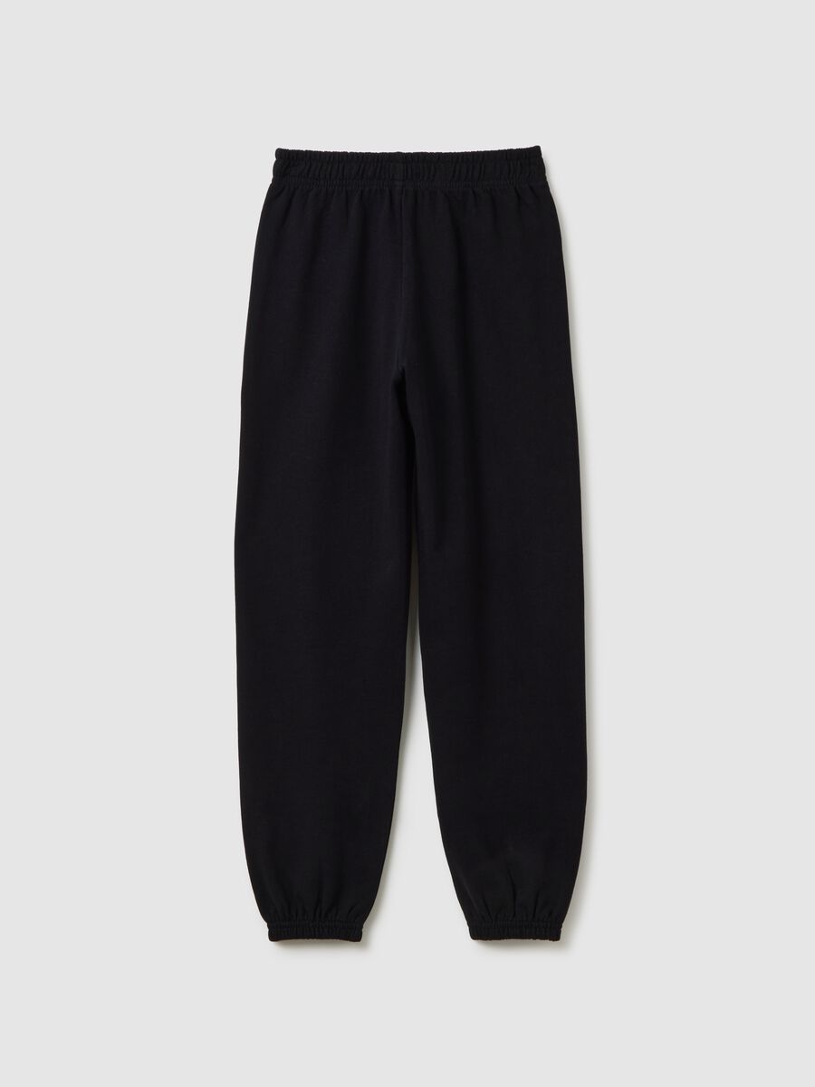 Girls' Black Pure Cotton Jogger Trousers_4