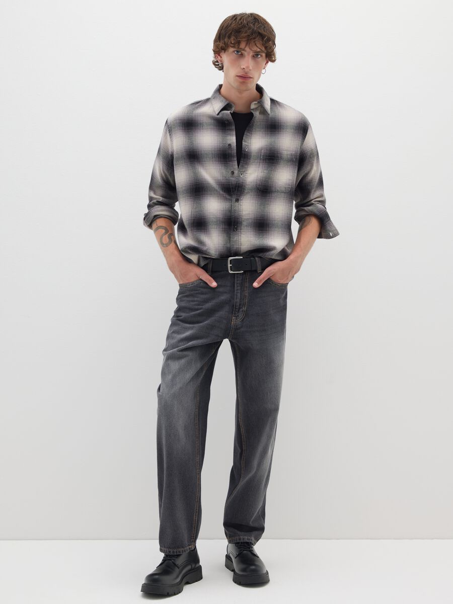 Jeans baggy grigio in cotone_0